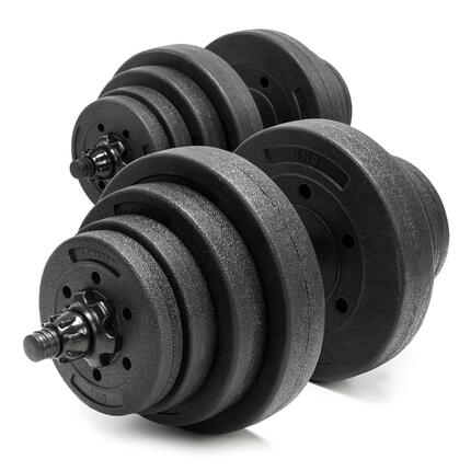 Hantle do treningu siłowego Actiget 2x10 kg regulowane zestaw gryf, sztanga