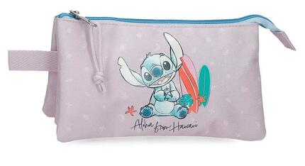 Estuche tres compartimentos Stitch from hawaii 22x12x5 cm nude