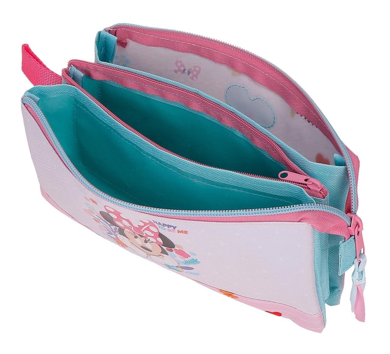 Astuccio tre scomparti Minnie happy to be me 22x12x5 cm rosa 3/5