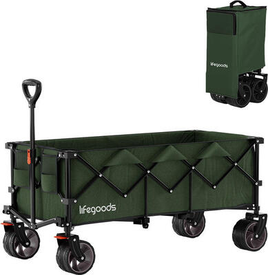 Bolderkar opvouwbaar met rem en beschermhoes - groen