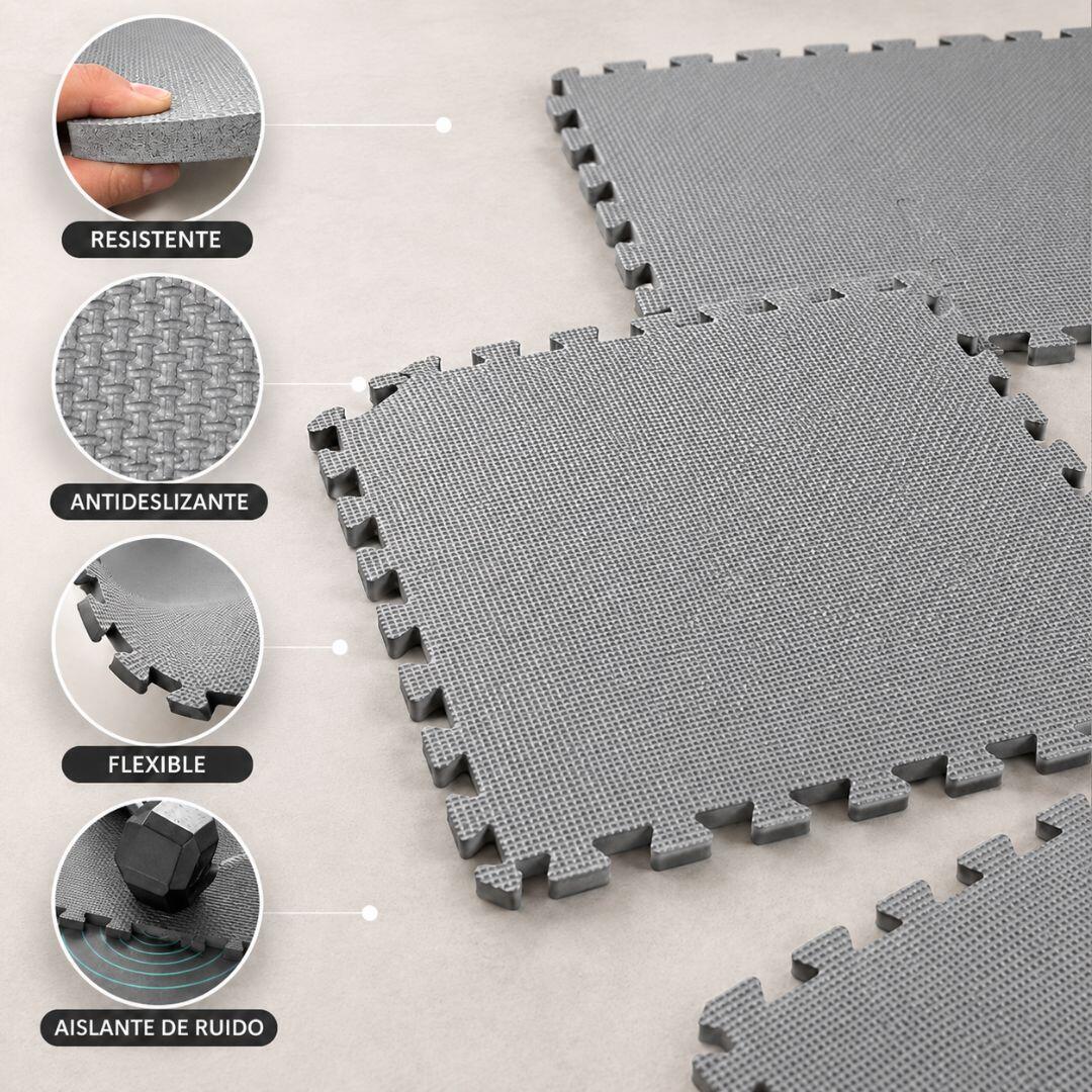 Pack de 4 Tapetes Protetores 60 x 60 x 1 cm, Cinza  Descrição: 5/9