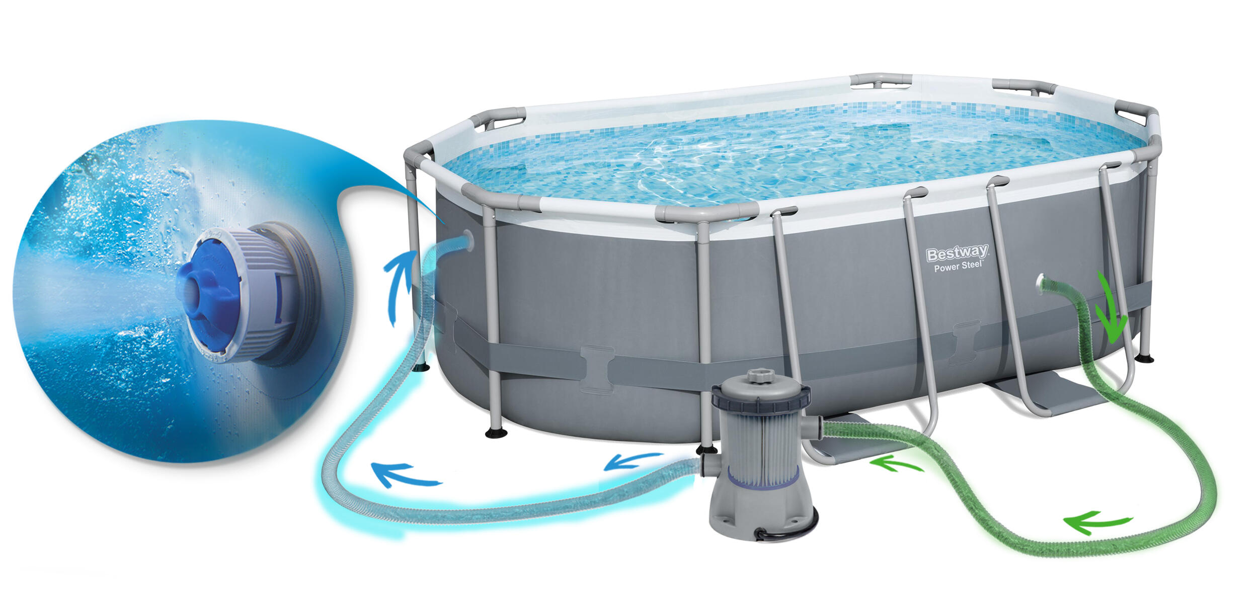 Erwachsene Schwimmen Pool 12-in-1 - Stahlrahmenpool grau 4/5