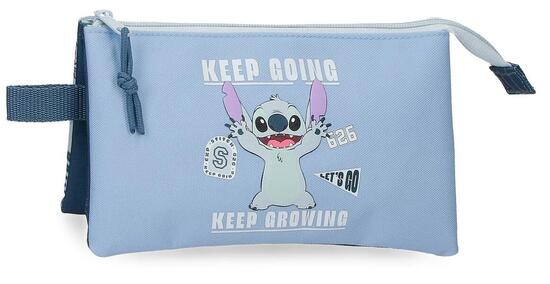 Astuccio tre scomparti Stitch keep going 22x12x5 cm blu navy