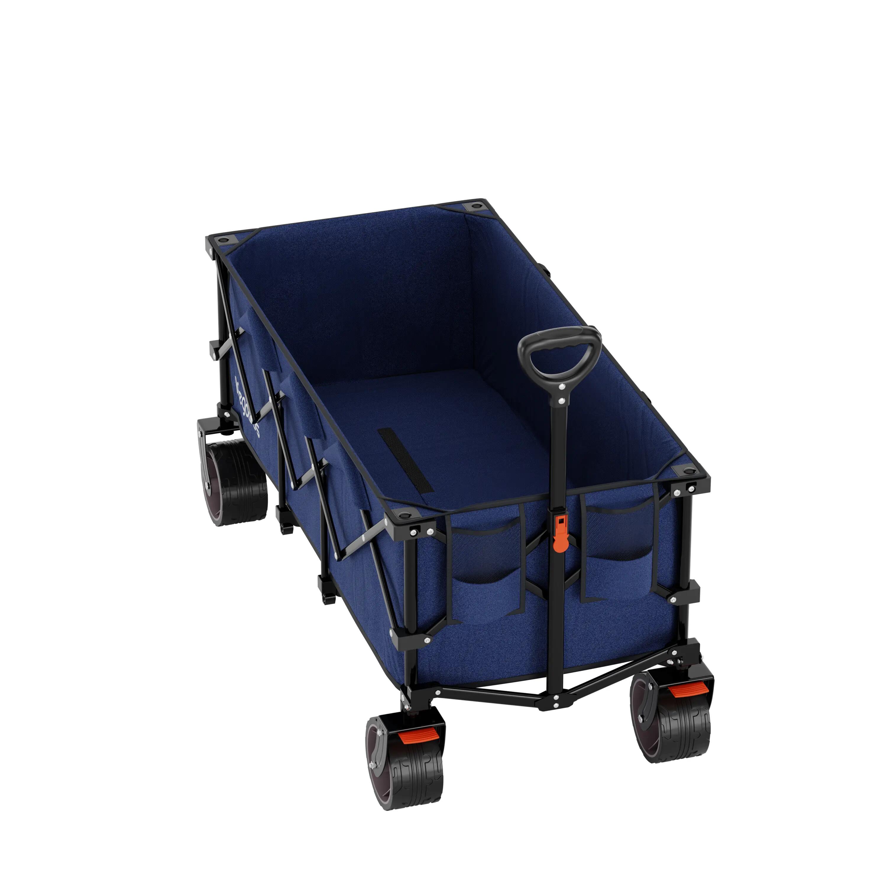 Bolderkar opvouwbaar met rem en beschermhoes - Blauw 2/6