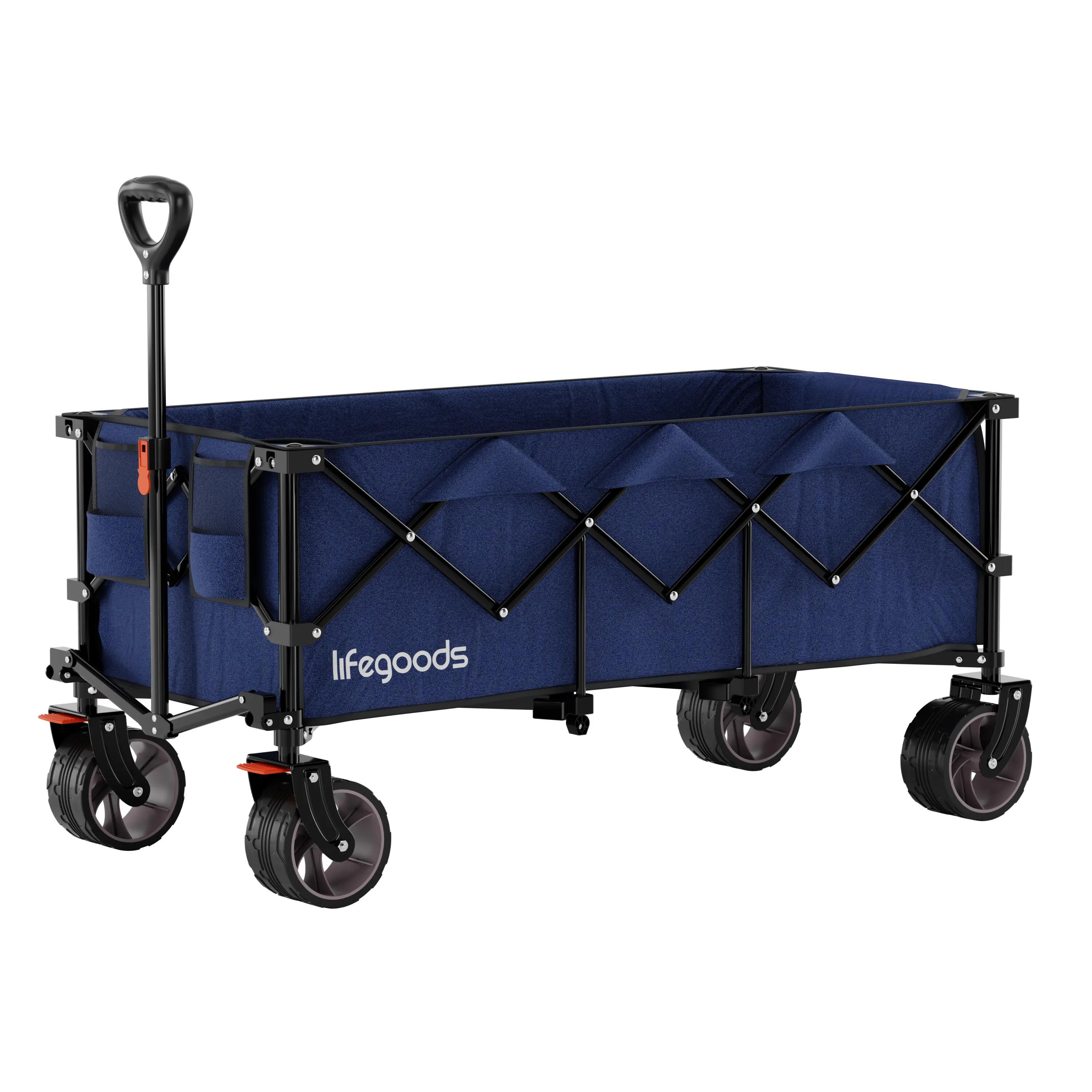 Bolderkar opvouwbaar met rem en beschermhoes - Blauw 6/6