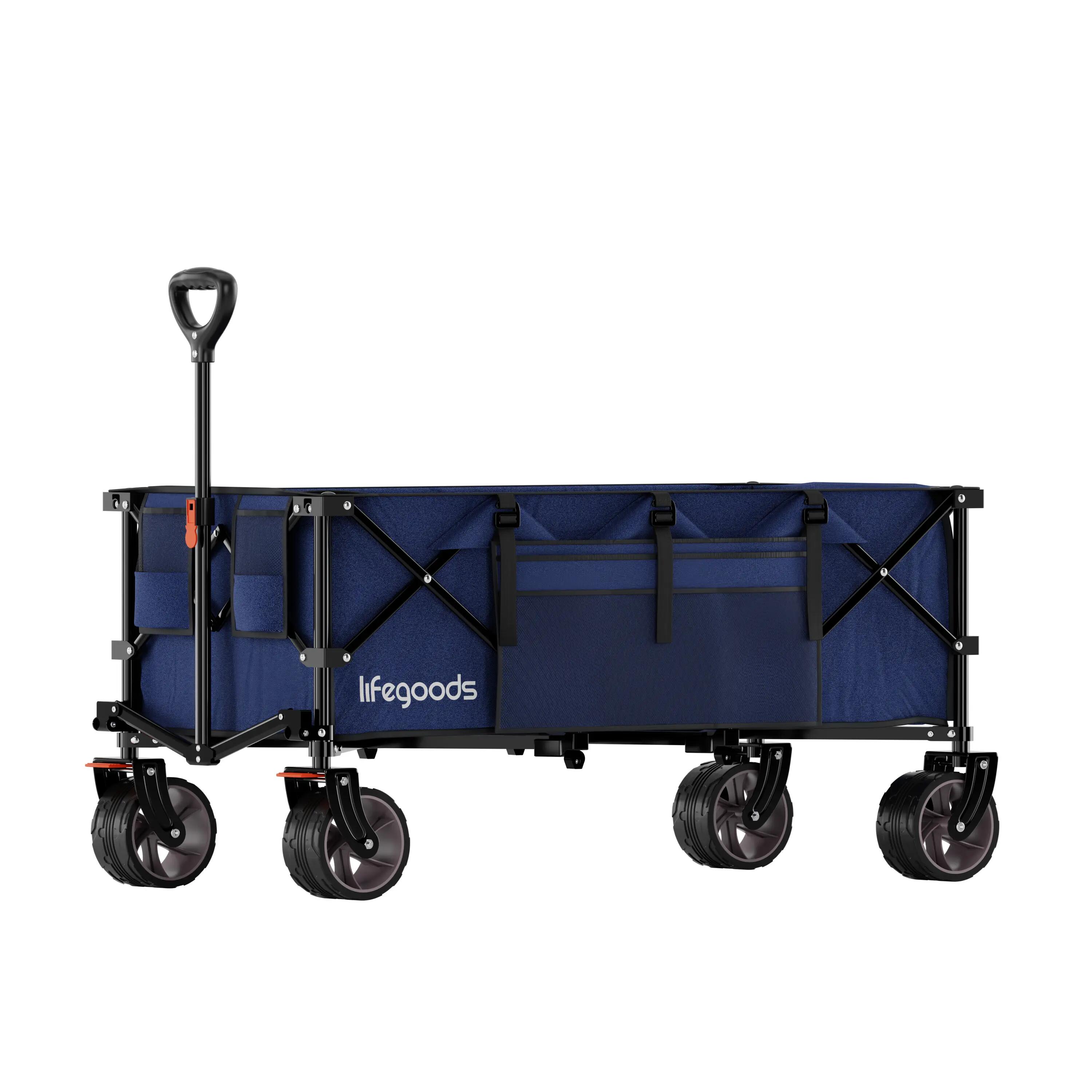 Bolderkar opvouwbaar met rem en beschermhoes - Blauw 4/6
