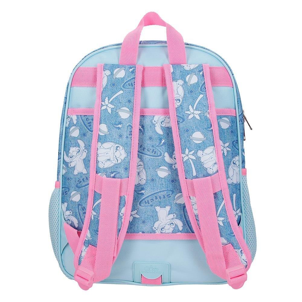 Mochila escolar adaptável a carrinho Stitch Hearts 30x38x12 cm denim 2/4