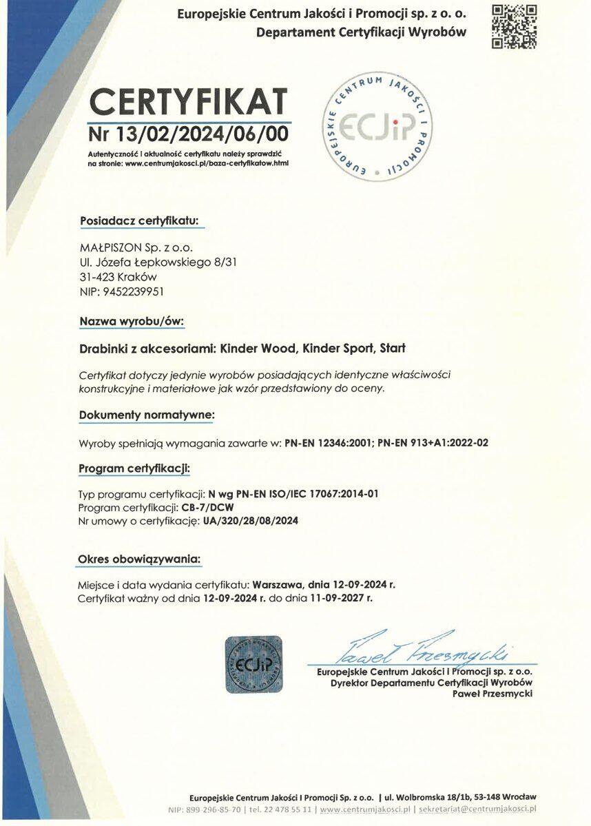 drabinka gimnastyczna Kinder Wood drewno EU 3/7