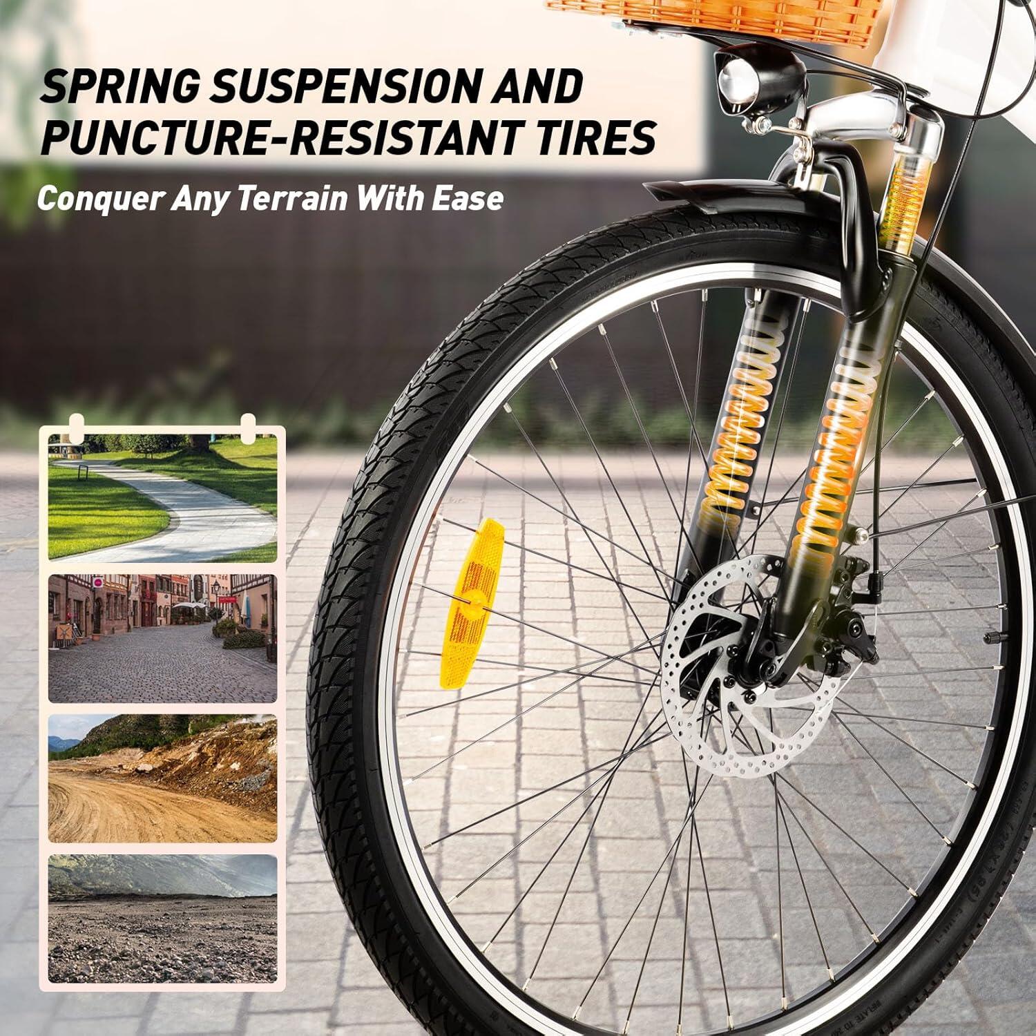 DYU C6 City Electric Bike Cruiser Ebike 26" 6/7