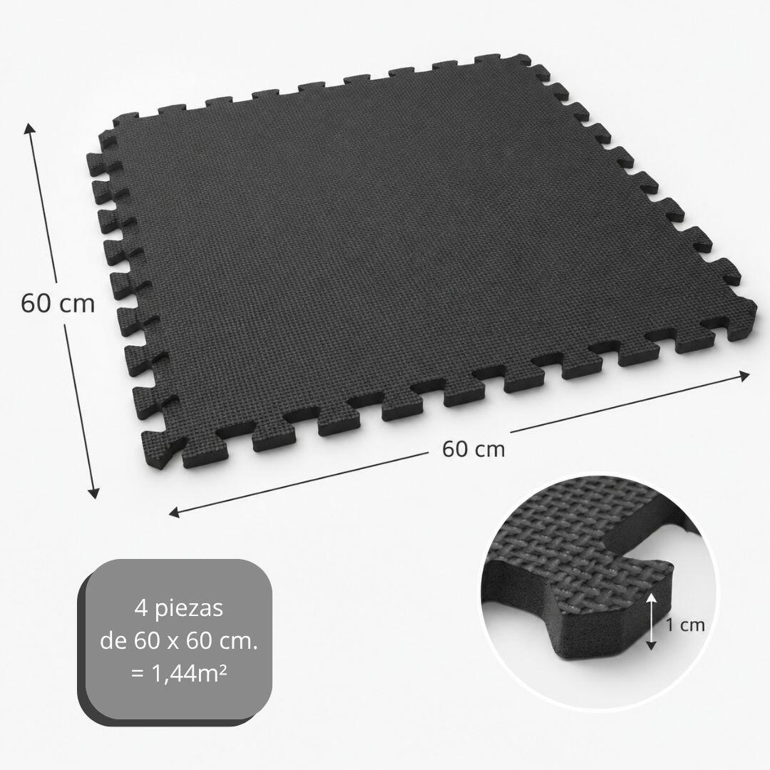 Pack Esterilla Protectora 4 uds. de Suelo 60 x 60 x1 cm, Negro 3/8