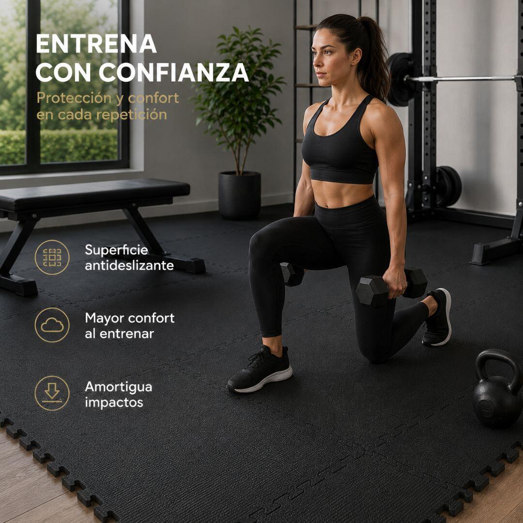 Pack Esterilla Protectora 4 uds. de Suelo 60 x 60 x1 cm, Negro 2/8