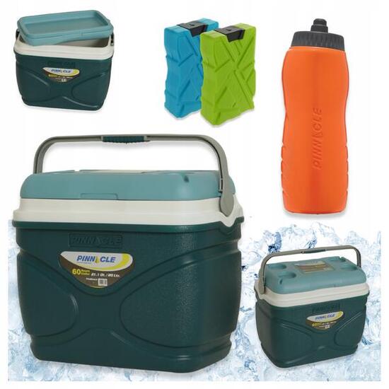 Duża lodówka turystyczna Pinnacle 20L Błękitna + 2 wkłady 330ml + bidon
