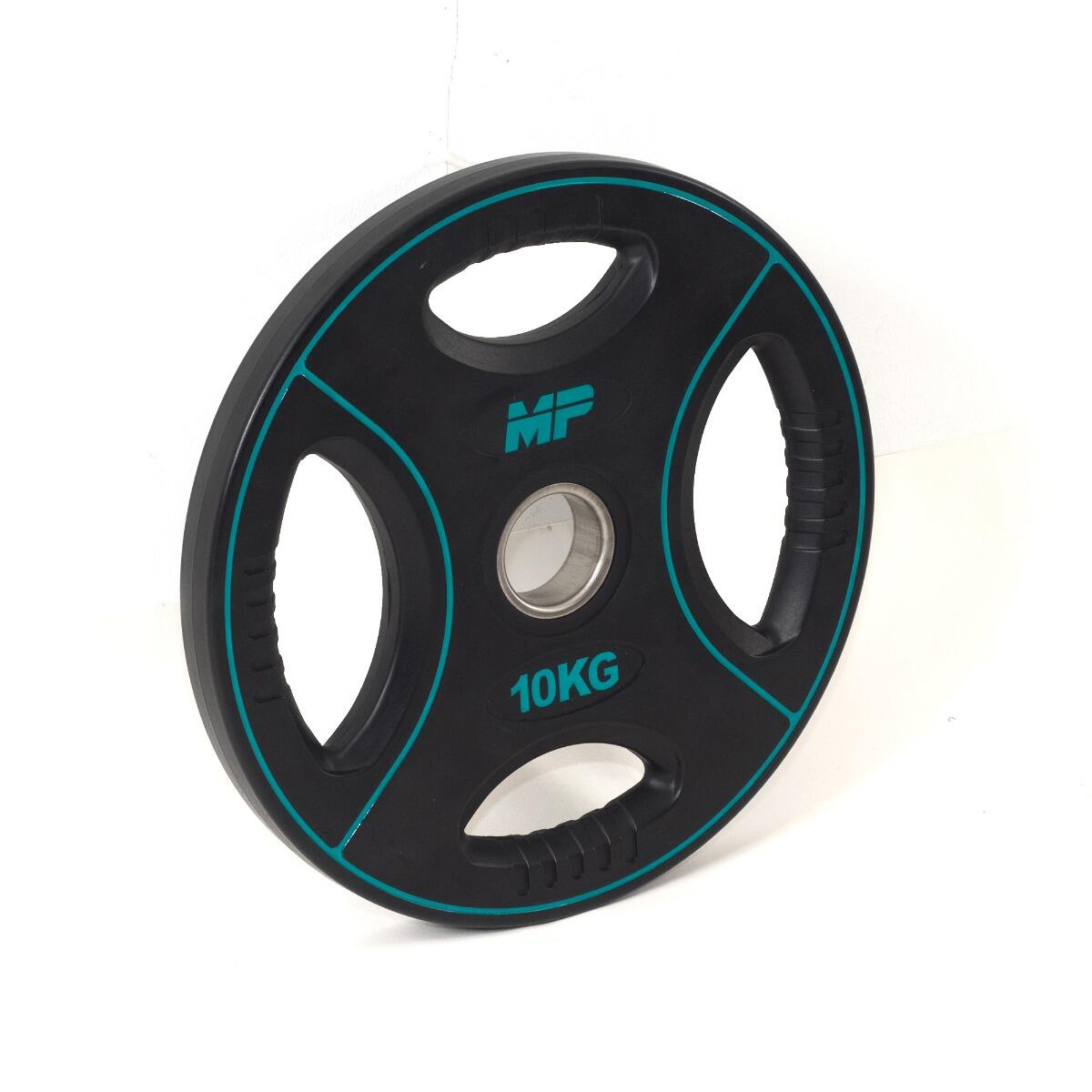 Muscle Power 10 kg Polyurethaan 4 Grip Halterschijf 50 mm 1/6