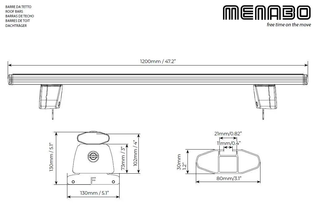 Bare transversale aluminiu Menabo dedicate pentru Jeep Compass (MP/552) 2016+ 6/7