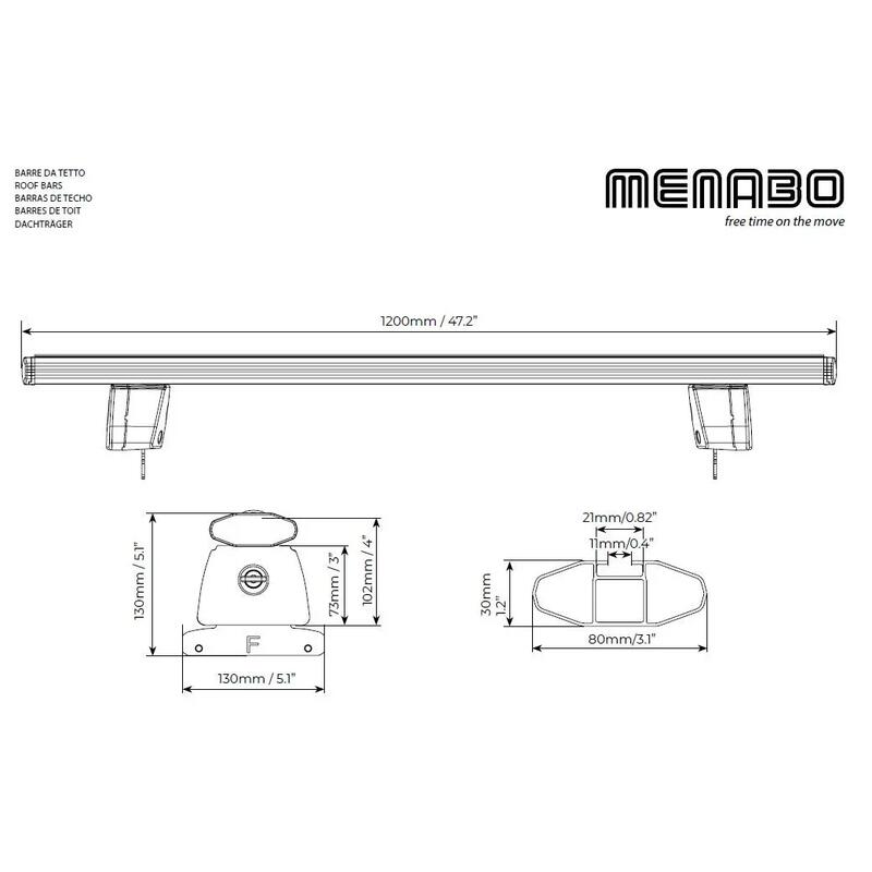 Bare transversale aluminiu Menabo dedicate pentru Jeep Compass (MP/552) 2016+