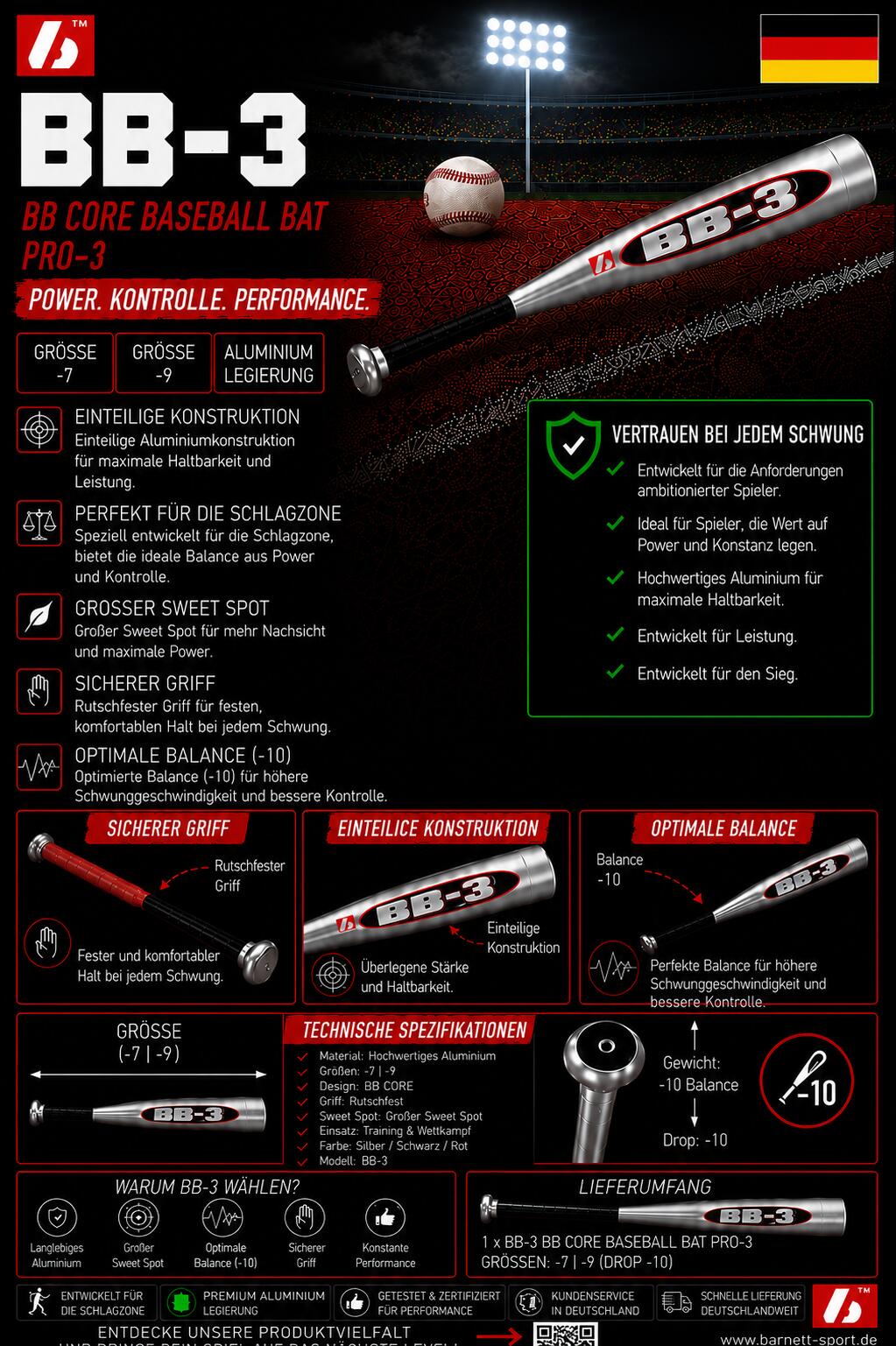 Kij baseballowy BB CORE BB-3 32" Pro 7/7