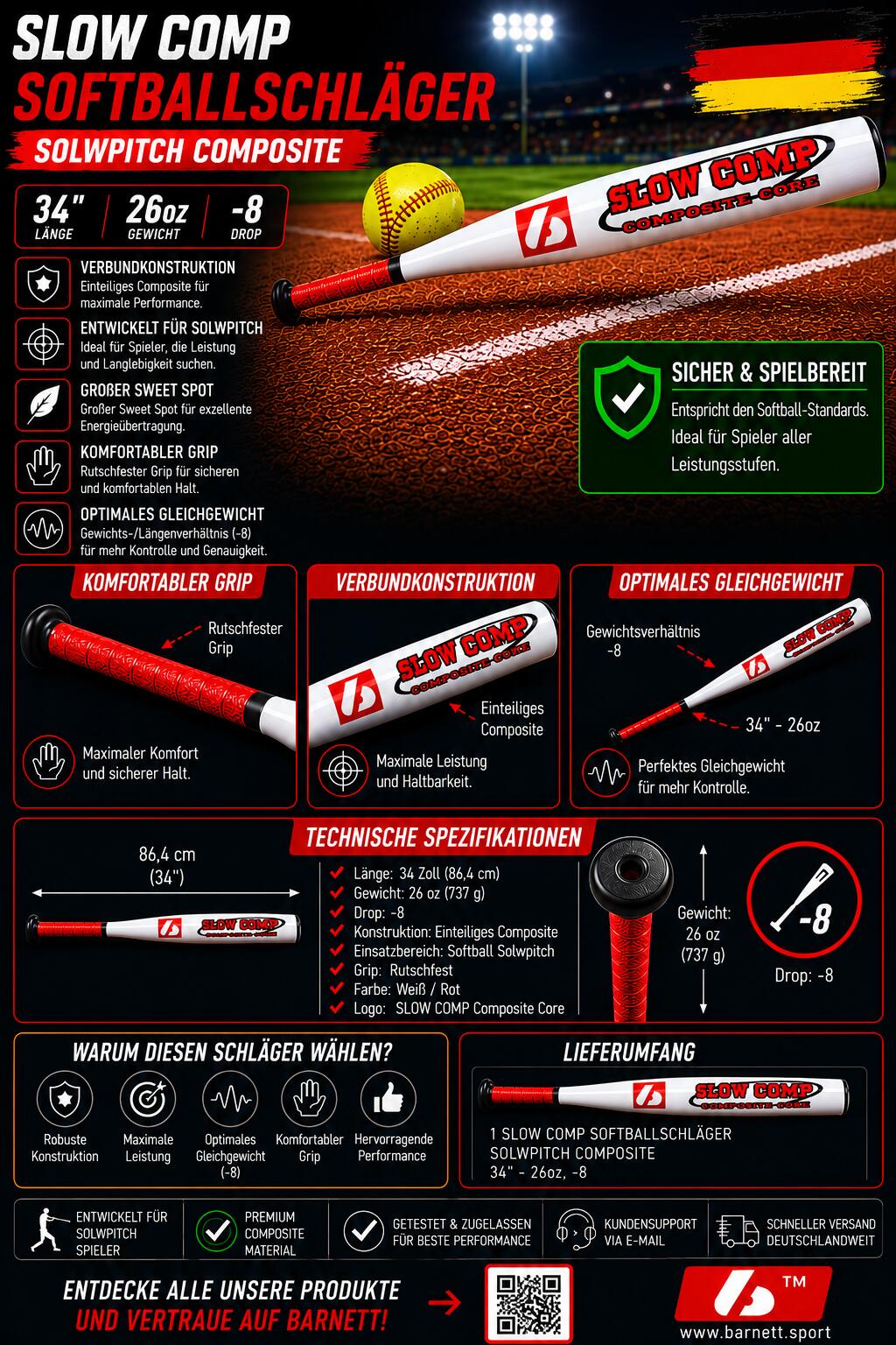 SLOW 3 Batte softball SLOWPITCH aluminium X830, 34"-26oz, -8 5/7