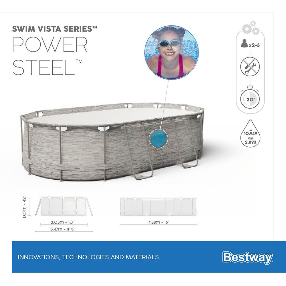 Piscina Desmontável Bestway Power Steel 488x305x107cm Filtro, Cobertura e Escada 8/8