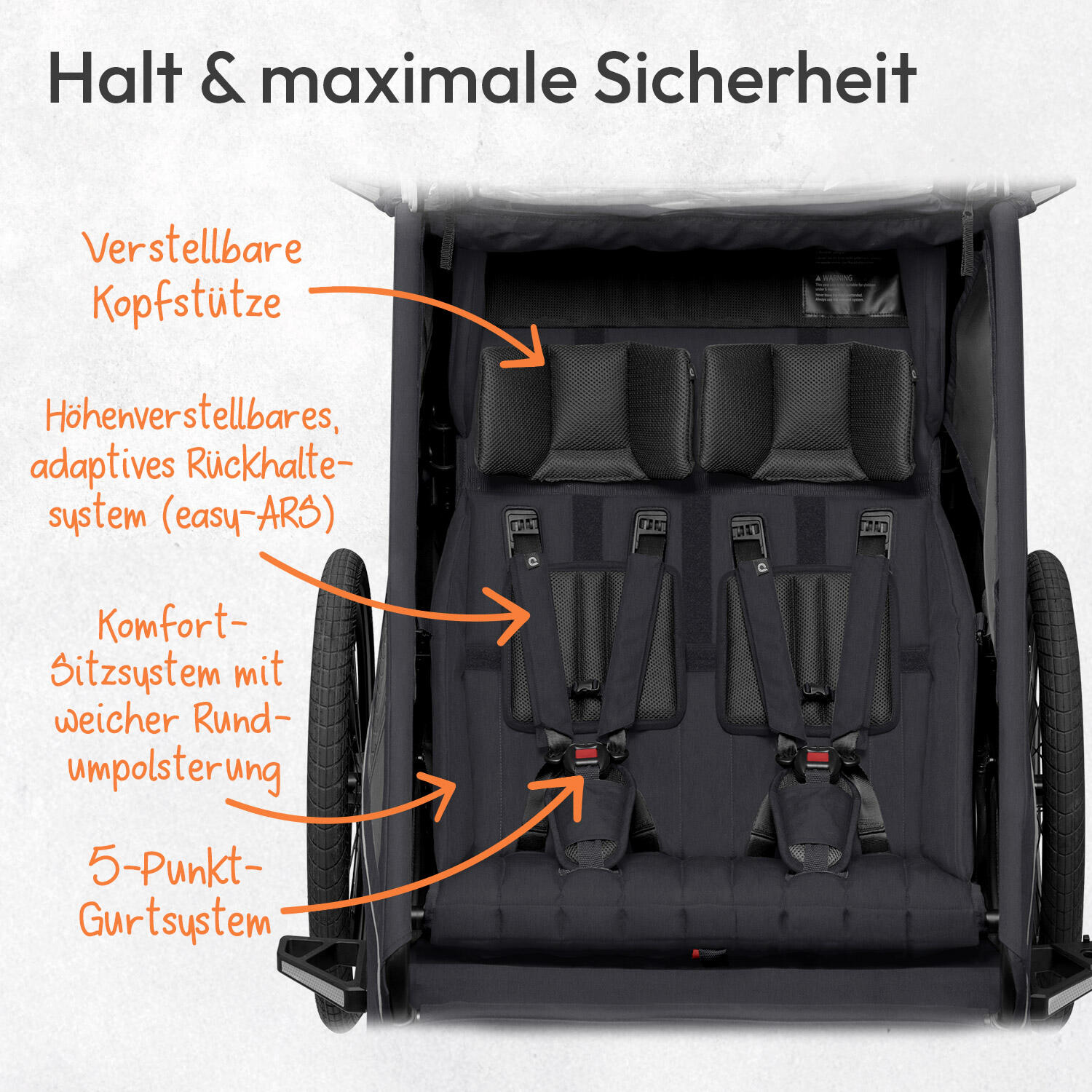 Fahrradanhänger Kidgoo 2 Phantom Grey 4/5
