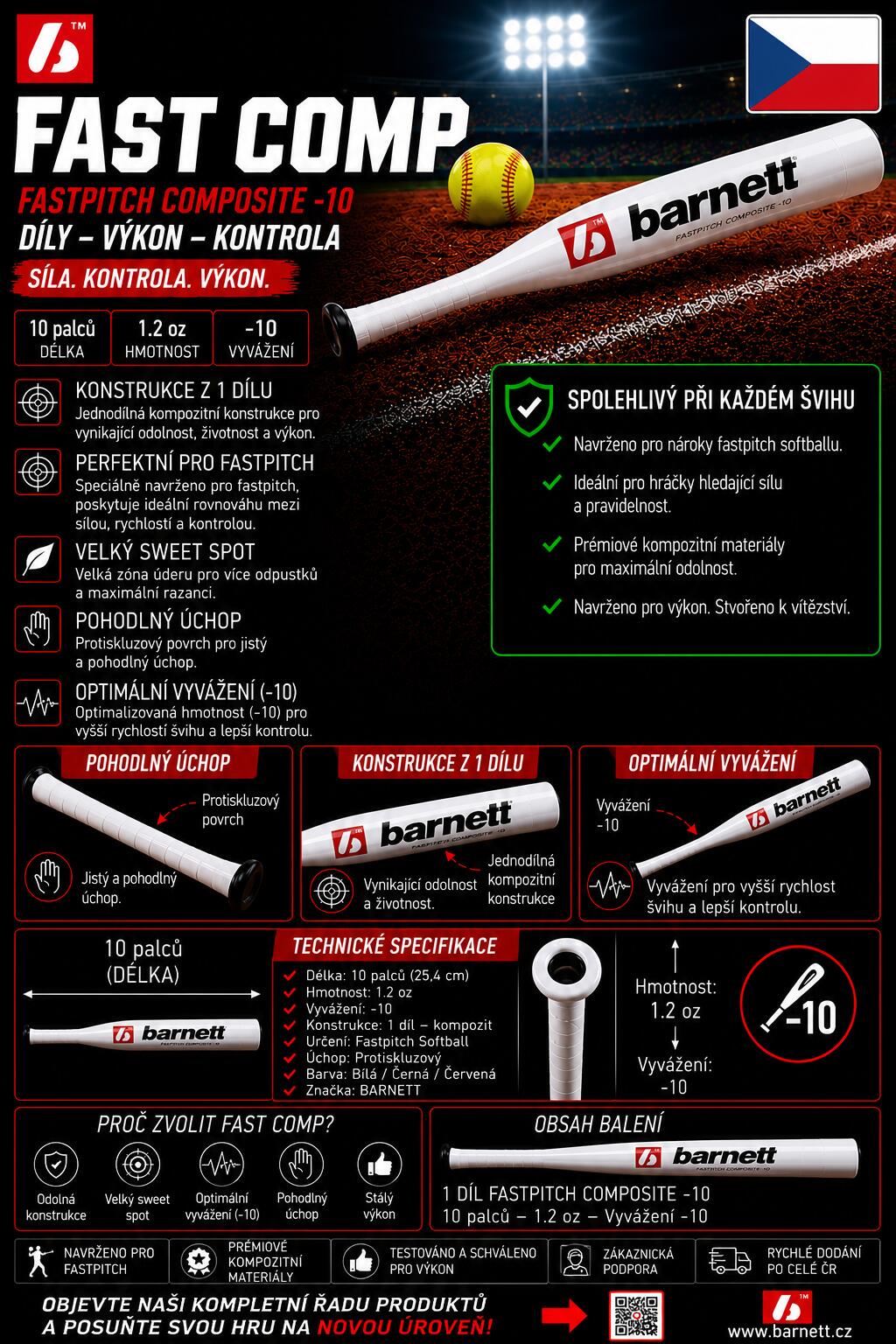 FAST COMP Batte softball FASTPITCH Composite -10 7/7