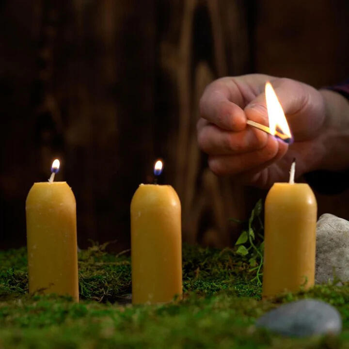 CANDLES O Pack de 3 Bougies cire d'abeille - 18 h - Orange 2/3