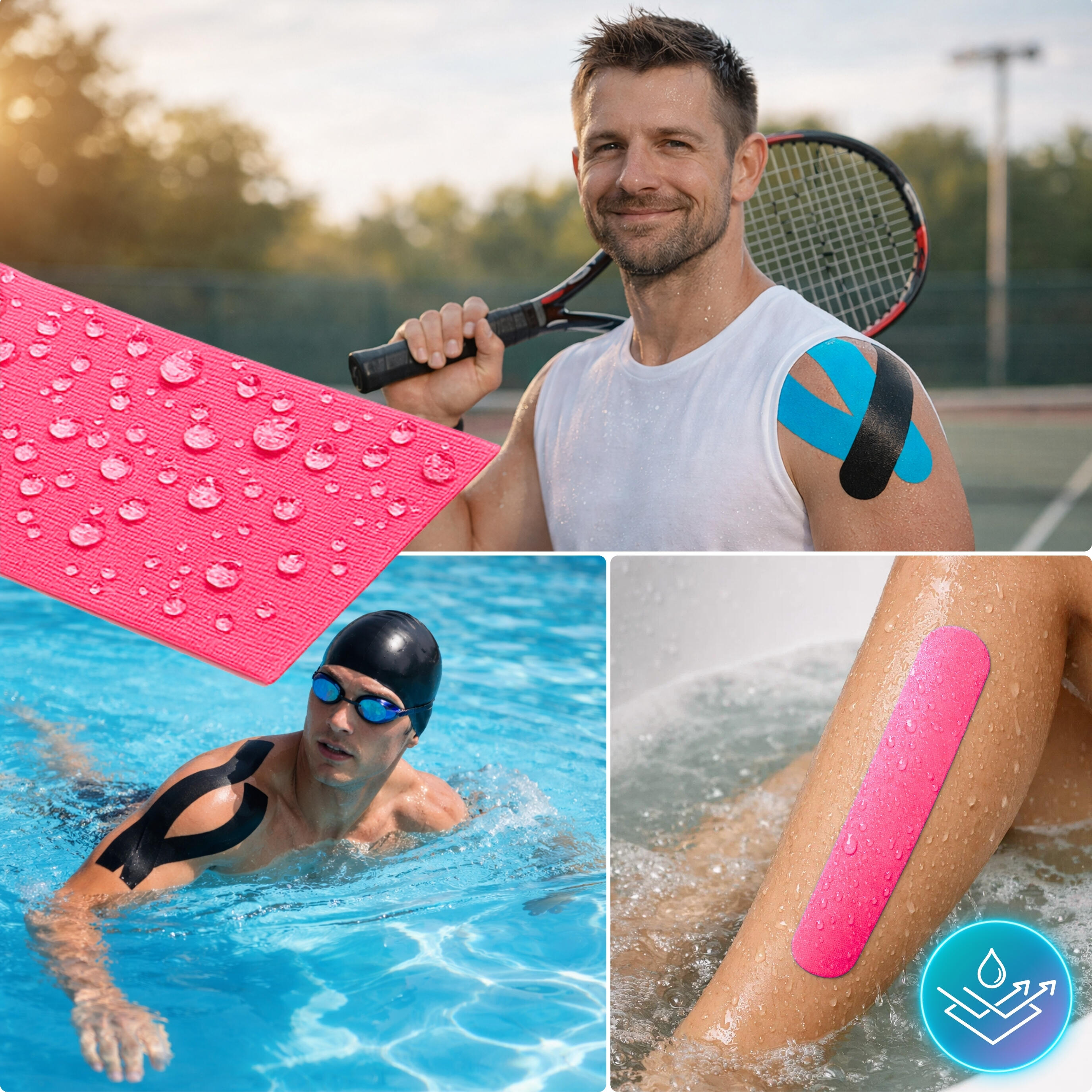 Kinesiology tape 3 szt. 5m Tejpy taśma kinezjologiczna plastry kinesio na kolano 5/7