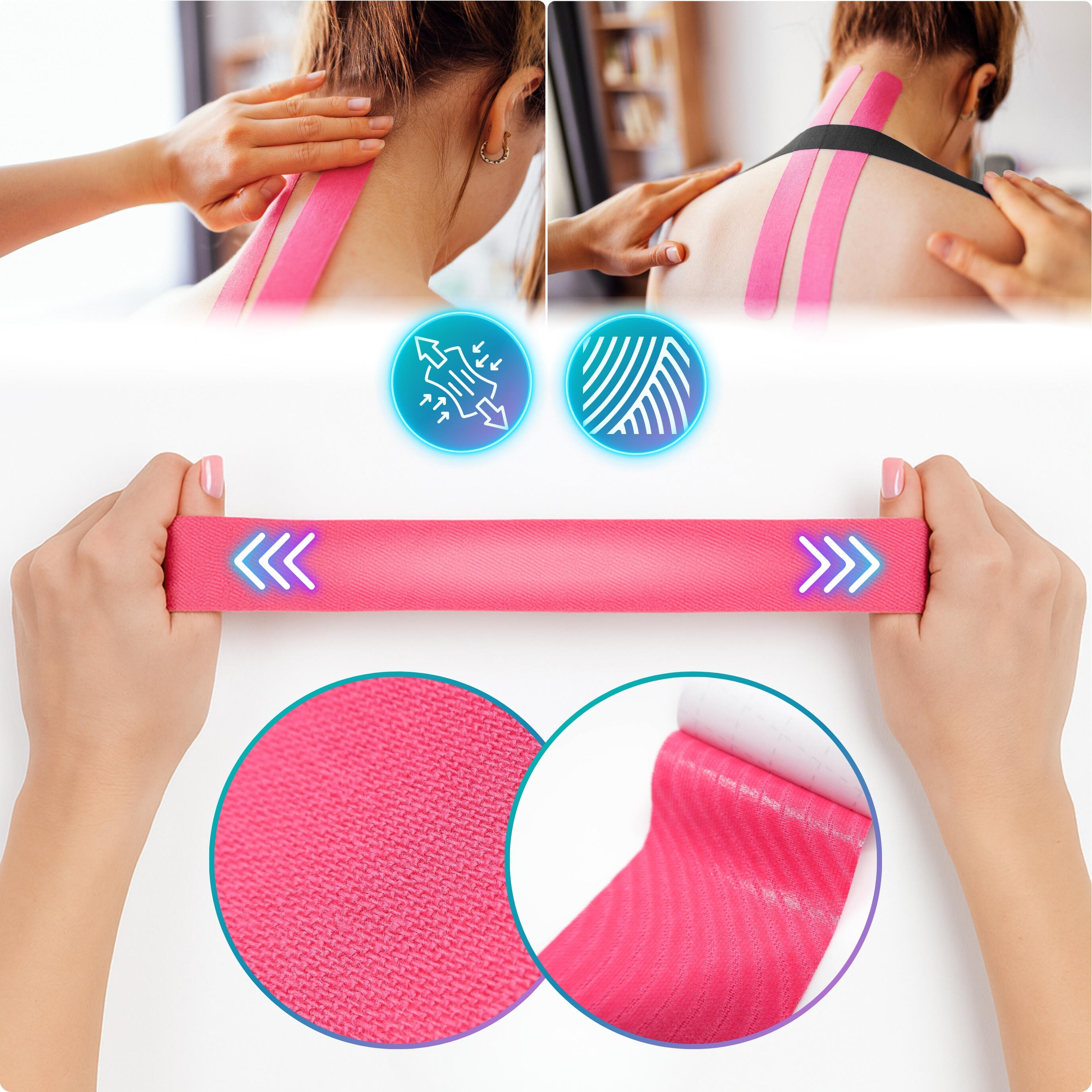 Kinesiology tape 3 szt. 5m Tejpy taśma kinezjologiczna plastry kinesio na kolano 4/7