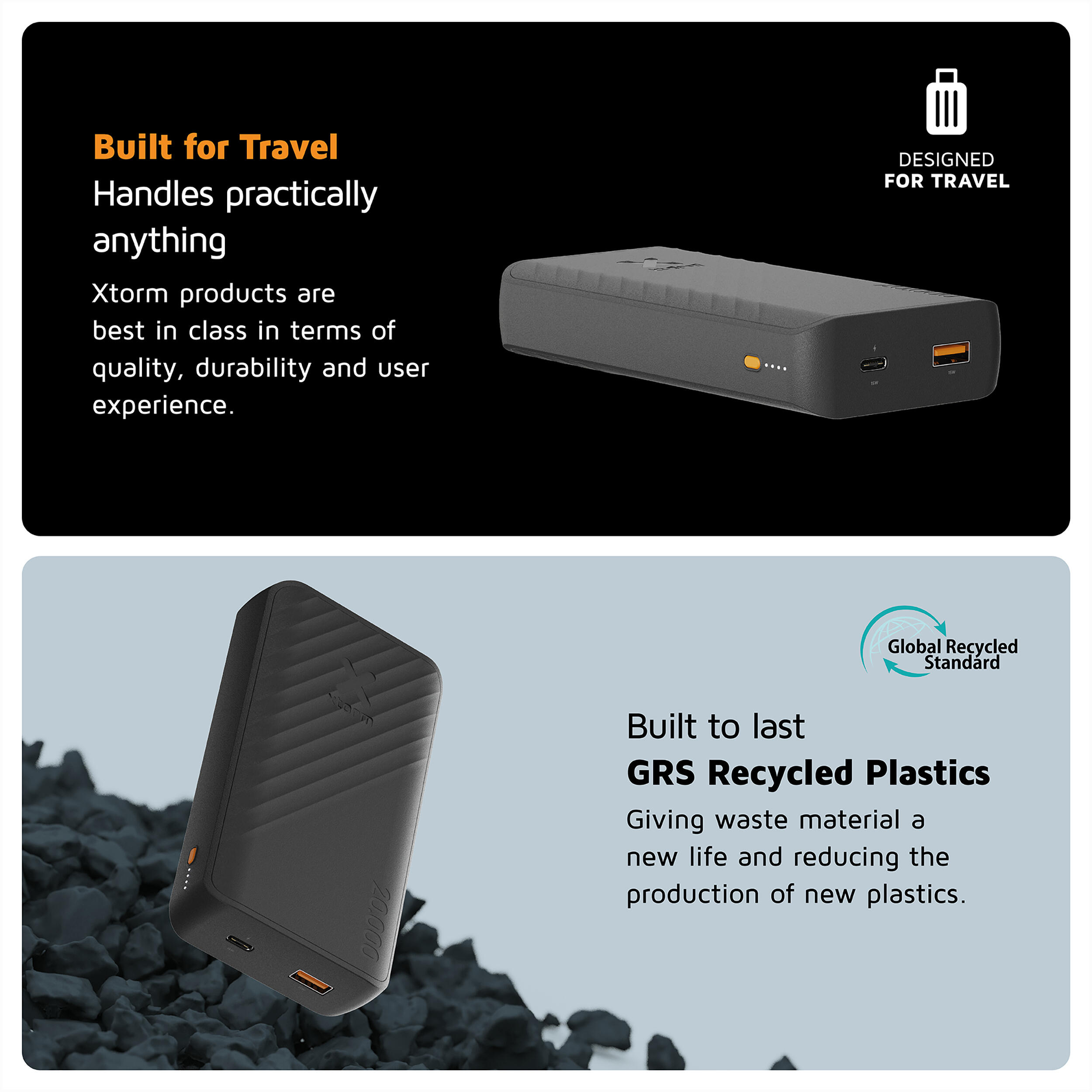 Batería externa Go2 de 20000 mAh - USB-A y USB-C - Negra 7/7