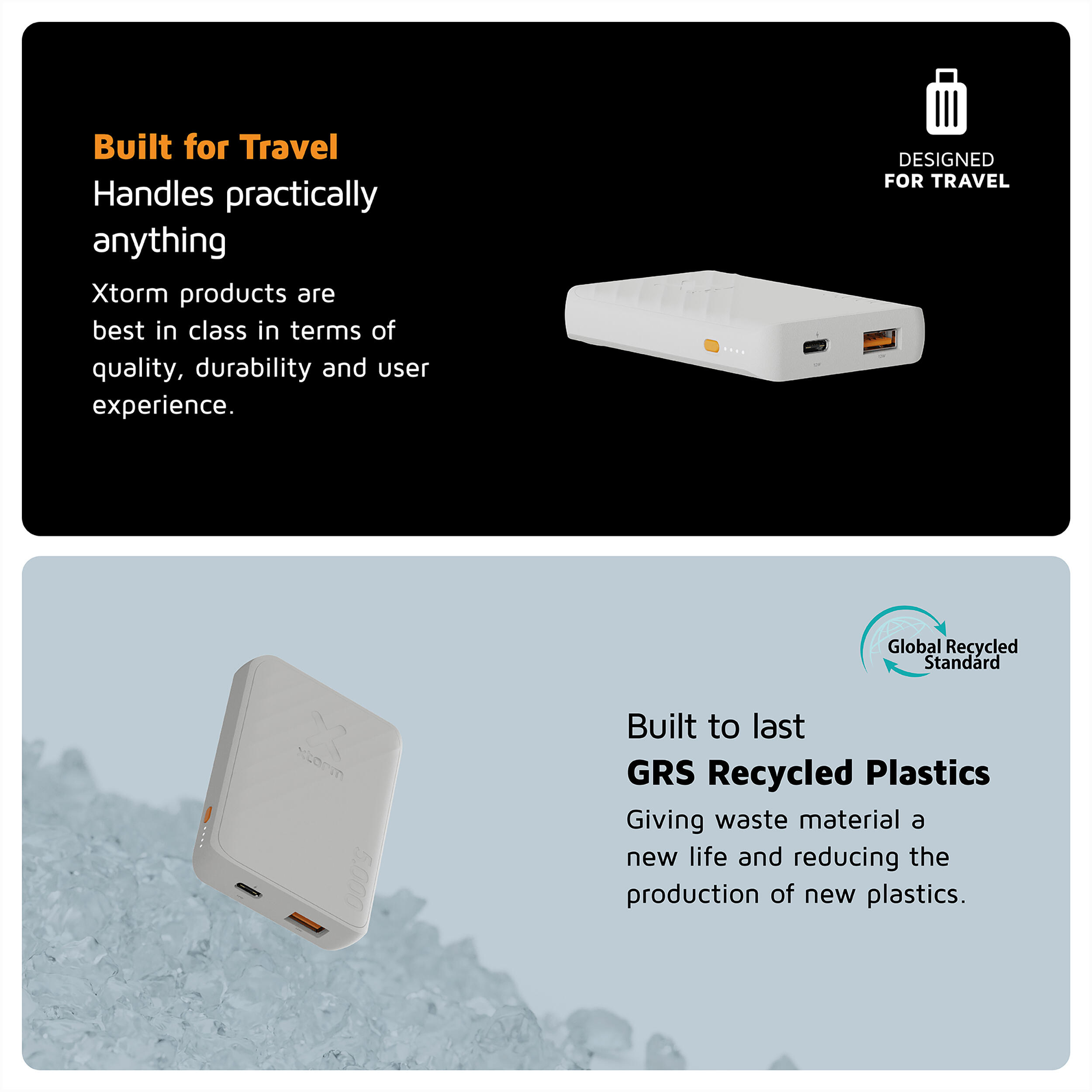 Batería externa Go2 - 5000 mAh - Batería externa potente - Blanco ceniza 7/7