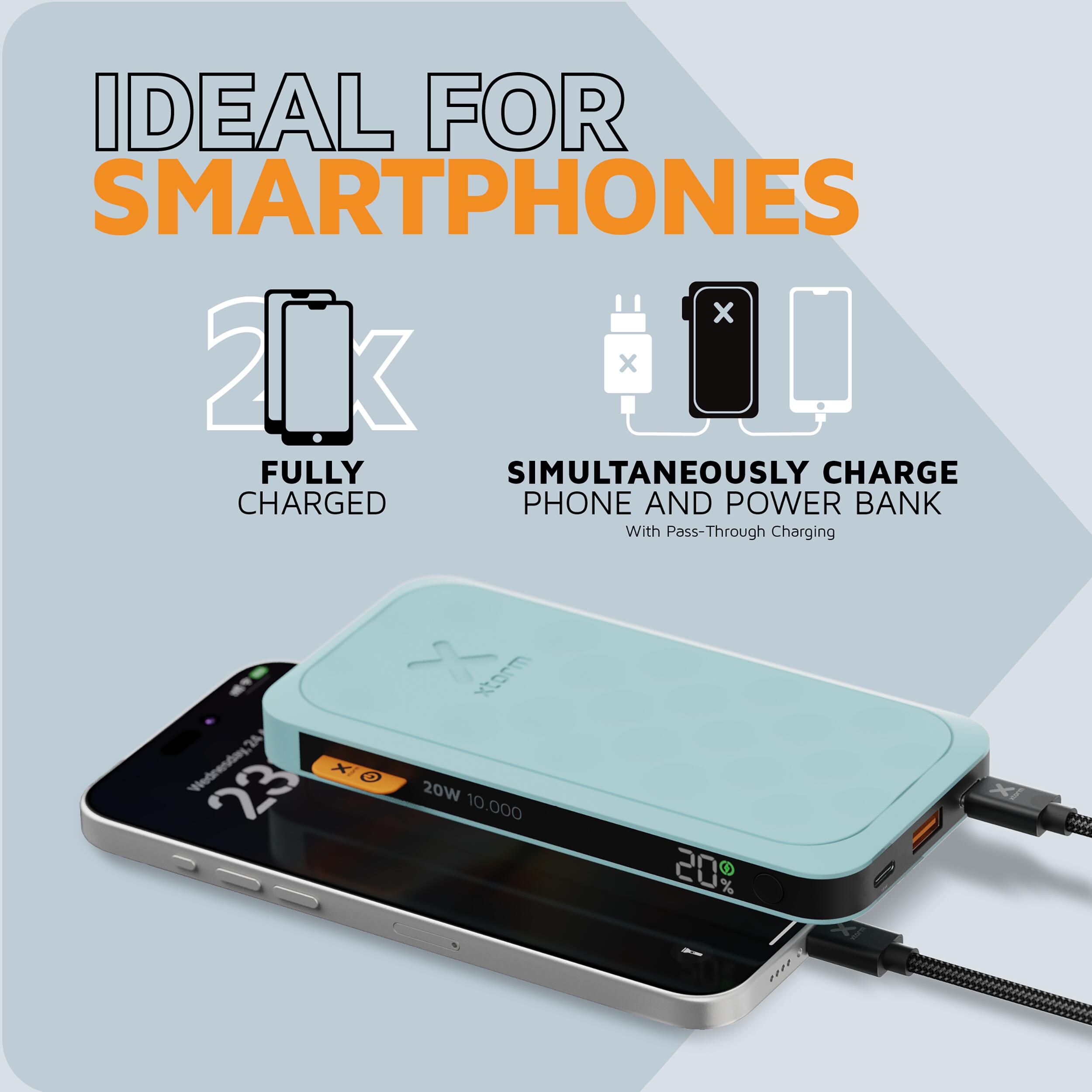 Xtorm Fuel Series 5 20W Powerbank 10.000 mAh - 2 x USB-C / 1 x USB-A - Blauw 6/7