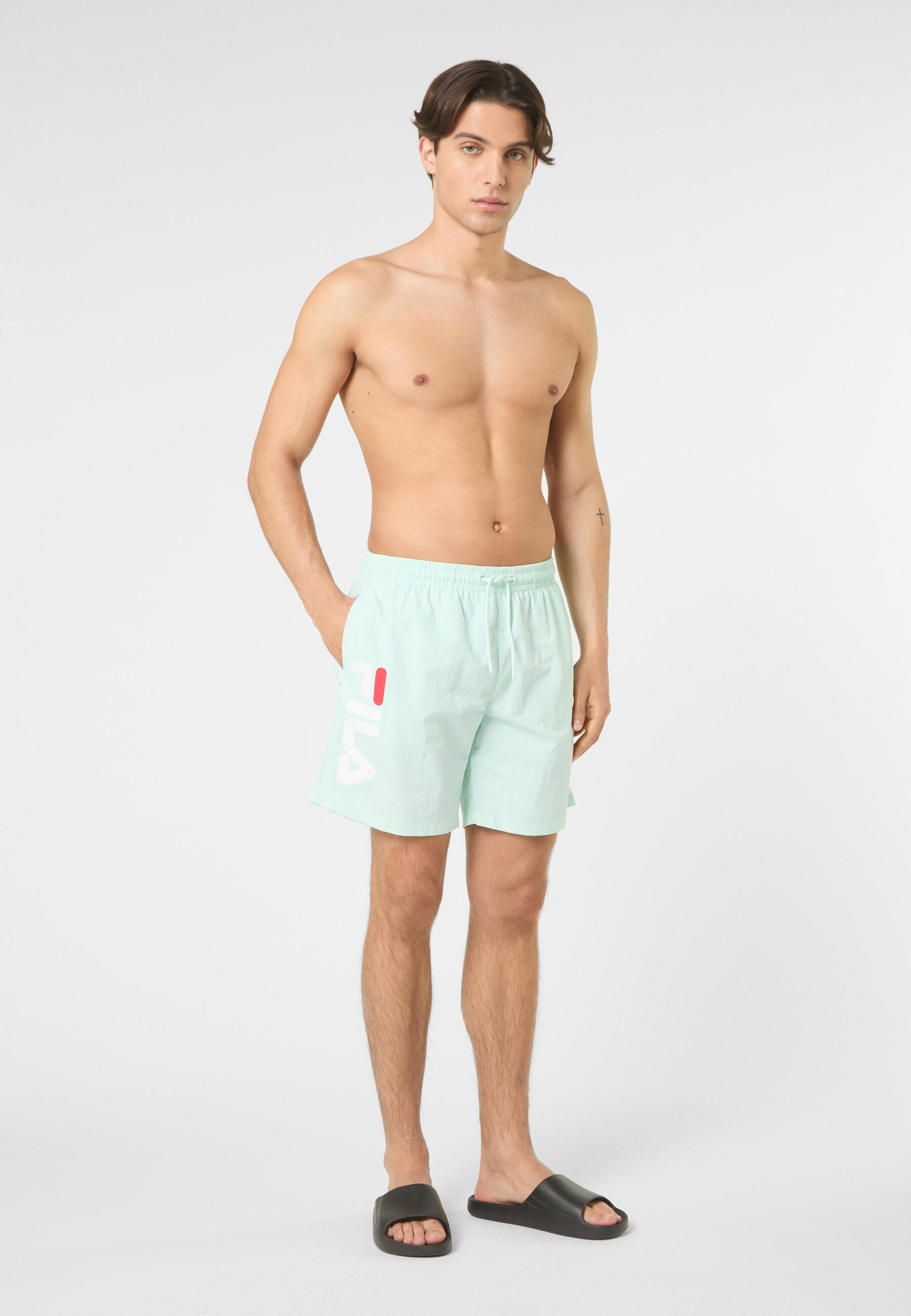 Costume da Bagno Uomo Fila Caravello, Boxer Mare con Logo, Verde M 3/7