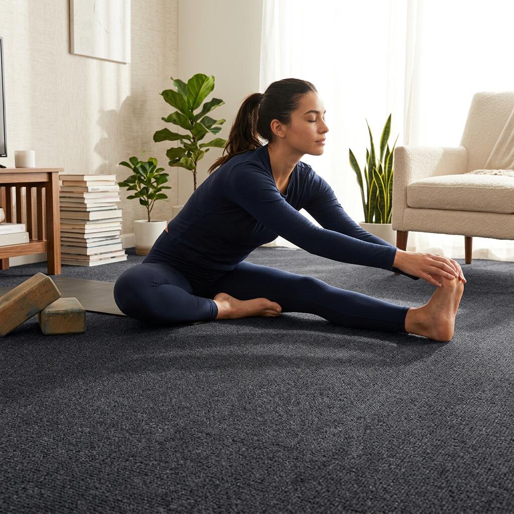 Alfombra Moqueta Adhesiva Negro 50x50 (5M2) para yoga, pilates 6/6
