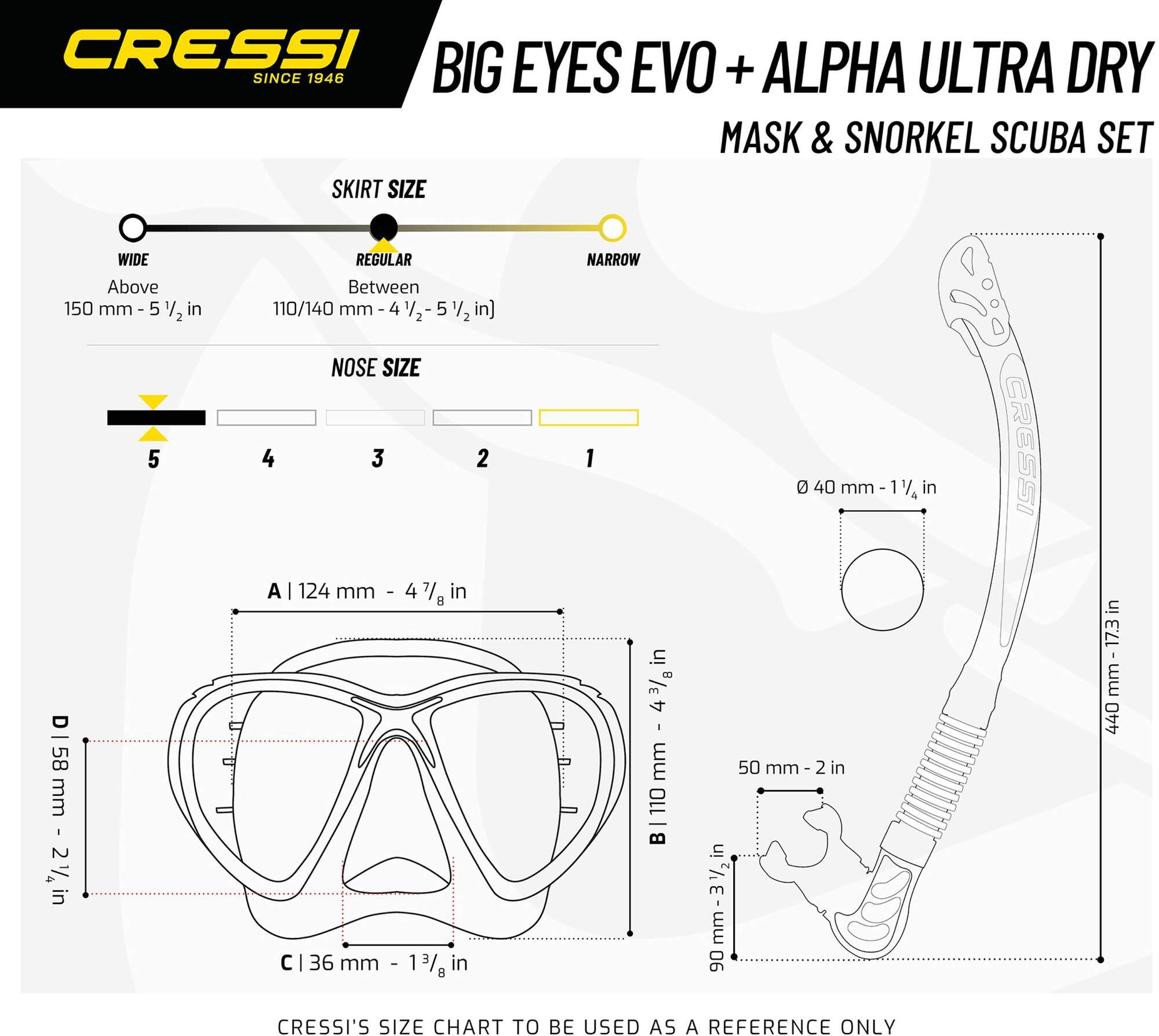 Set Snorkeling Combinato Cressi COMBO BIG EYES EVOLUTION+ALPHA UTRA DRY 5/5