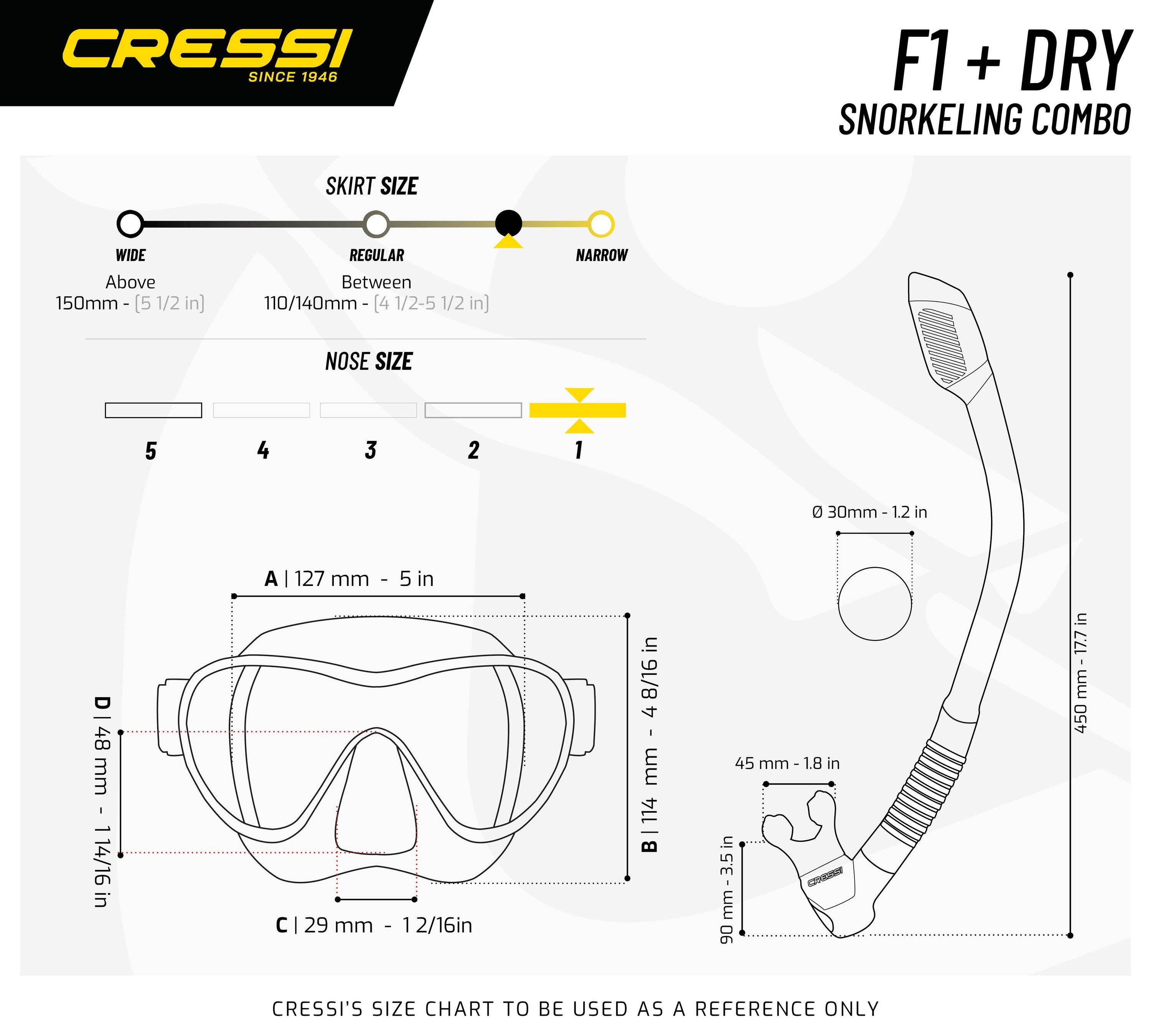 Cressi Zestaw Maska F1 + Fajka Supernova Dry zestaw do snorkelingu i nurkowania 5/5