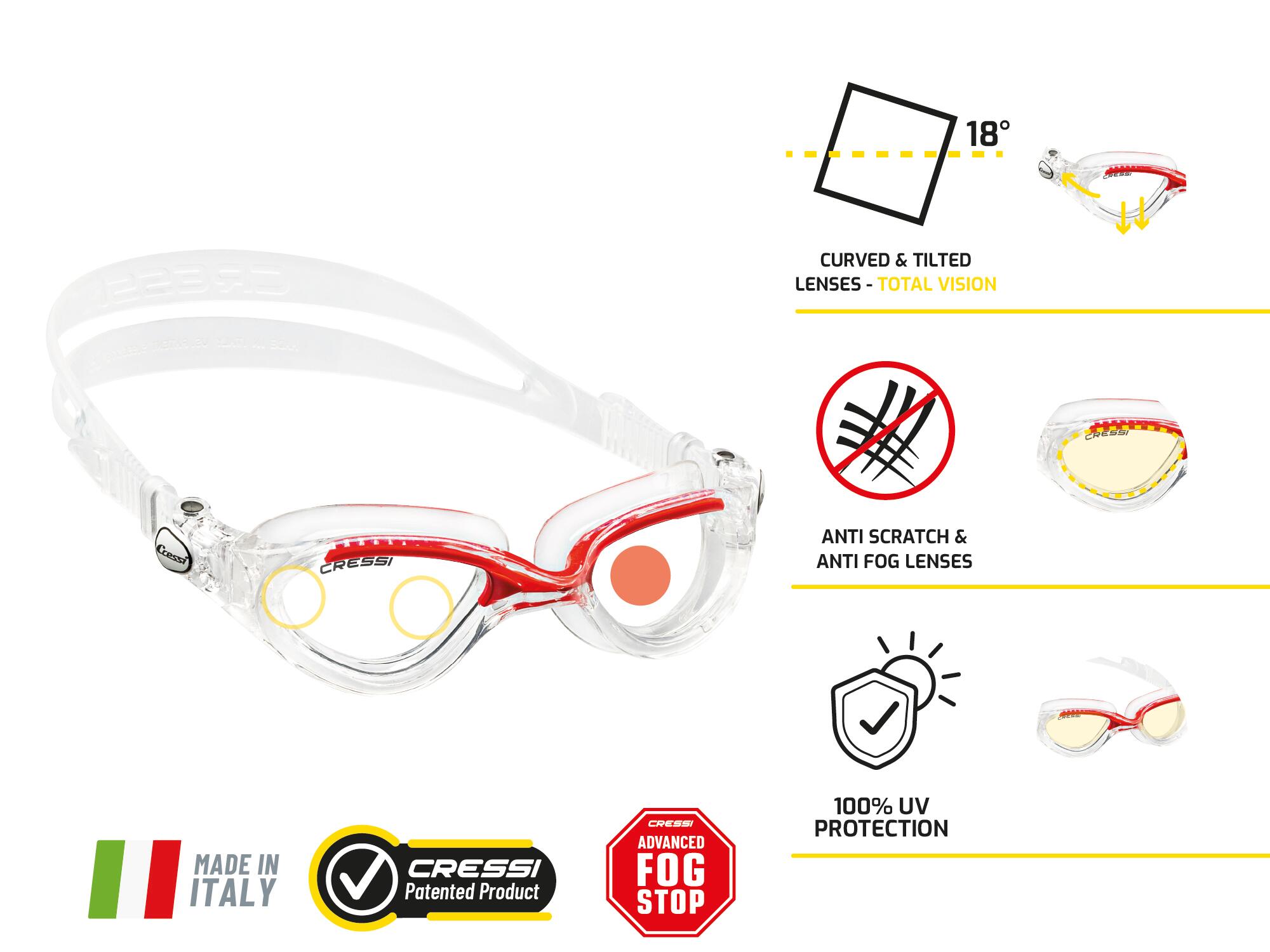 Cressi Schwimmbrille FLASH Cressi trans. Visier/trans/rot 3/5