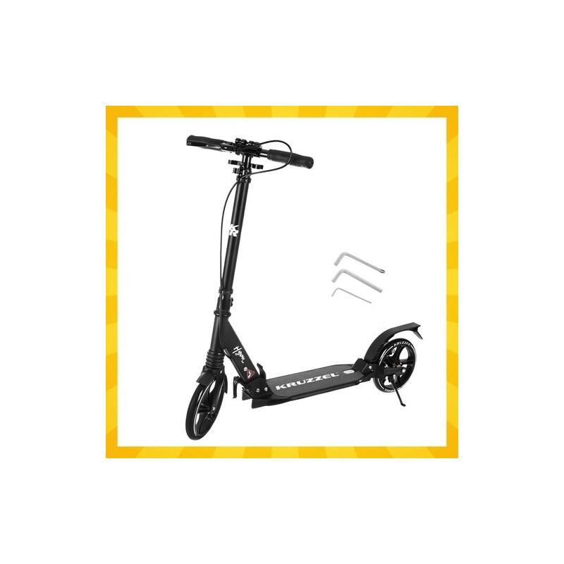 Trotinetă KRUZZEL Hyperion B26142, pliabilă, roți 20 cm, alb‑negru, 20–100 kg