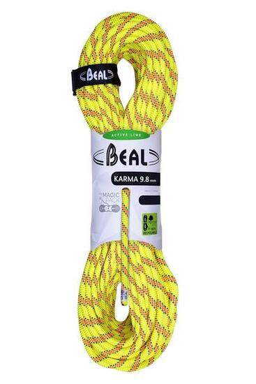 Corde à simple Beal Karma 9,8 mm 60 m jaune polyamide légère 61 g/m