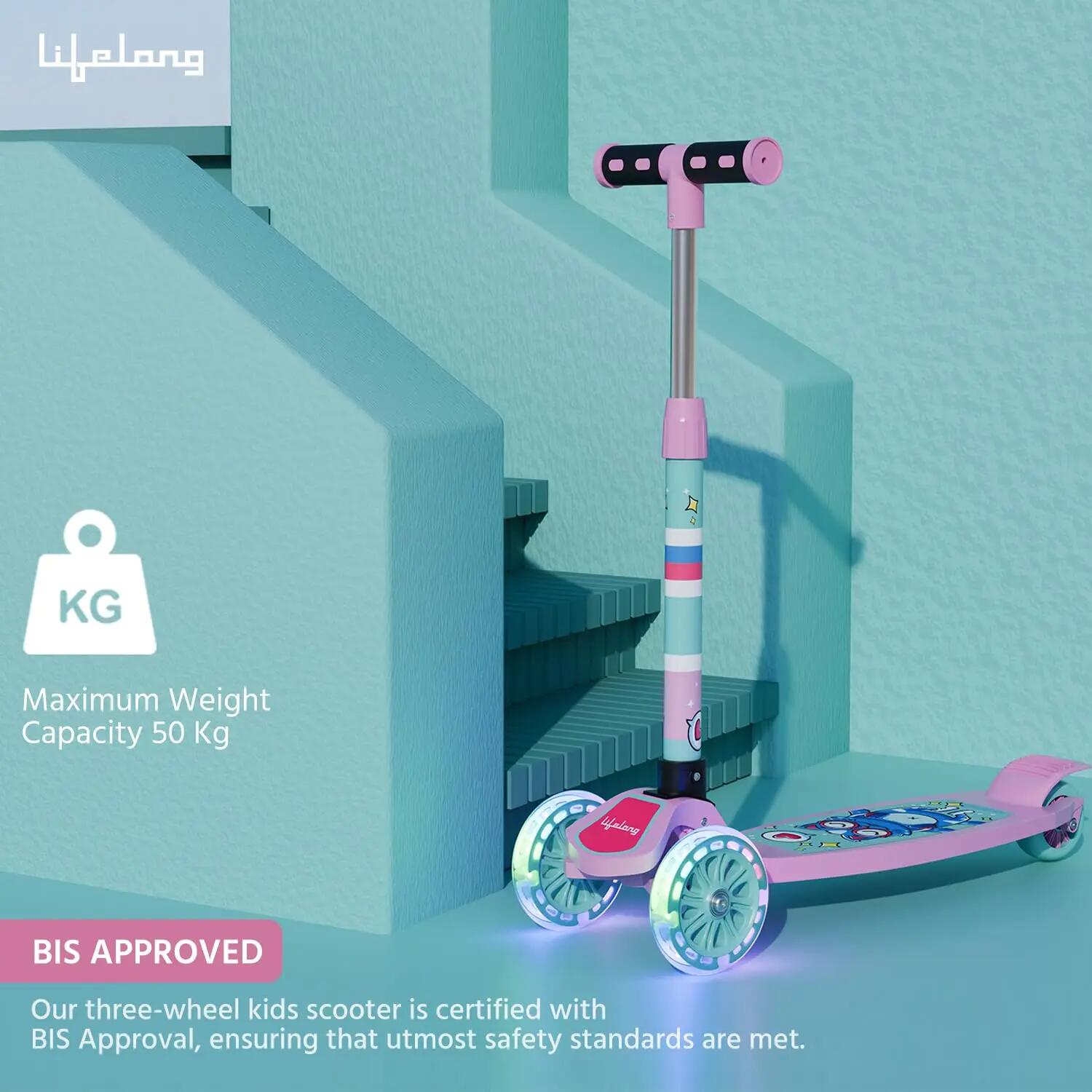 Lifelong Scooter for Kids 3+ Years - Foldable Kids with PVC Wheels &amp; Adjustable Height - Kick Capacity 50kg- Baby Toys for 3+ Year Old boy &amp; Girl - Skate ( LLKS18) -  4