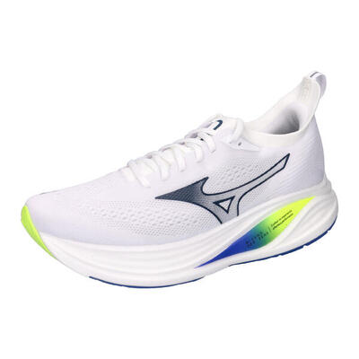 Mizuno neo zen 2 hardloopschoenen wit, blauw en felgeel