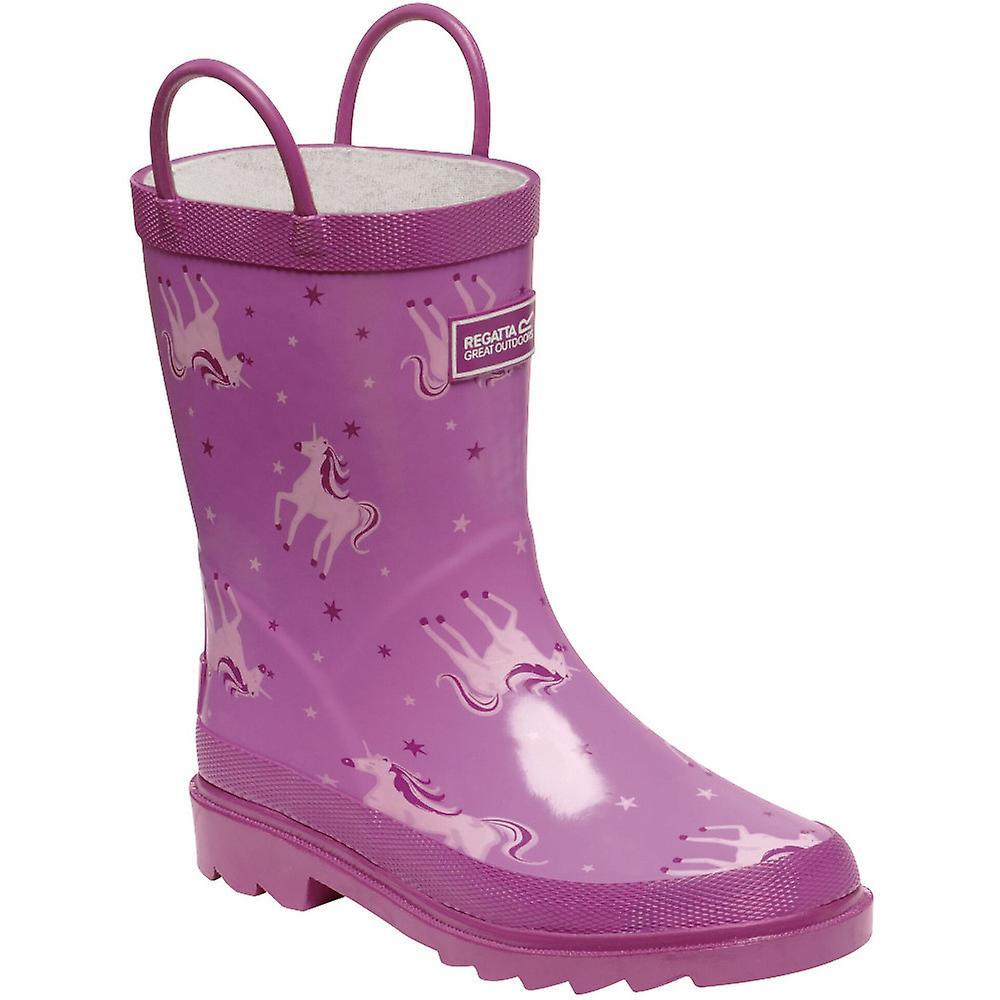 Great Outdoors Childrens/Kids Minnow Patterned Wellington Boots (Unicorn/Red 2/4