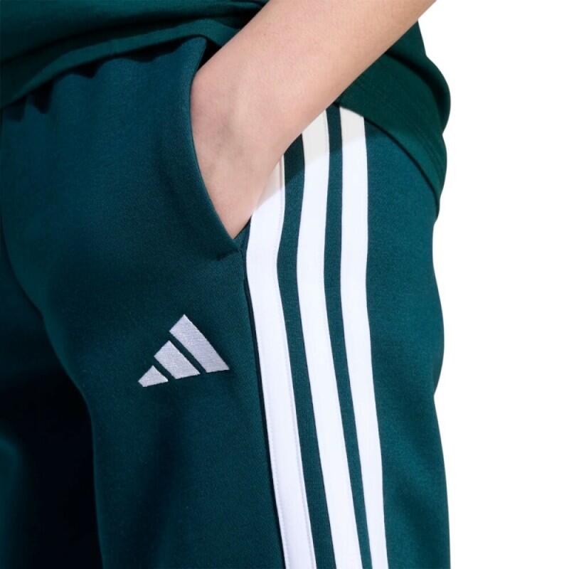 Pantalón chándal adidas Jr verde, felpa, 3 bandas 3/4