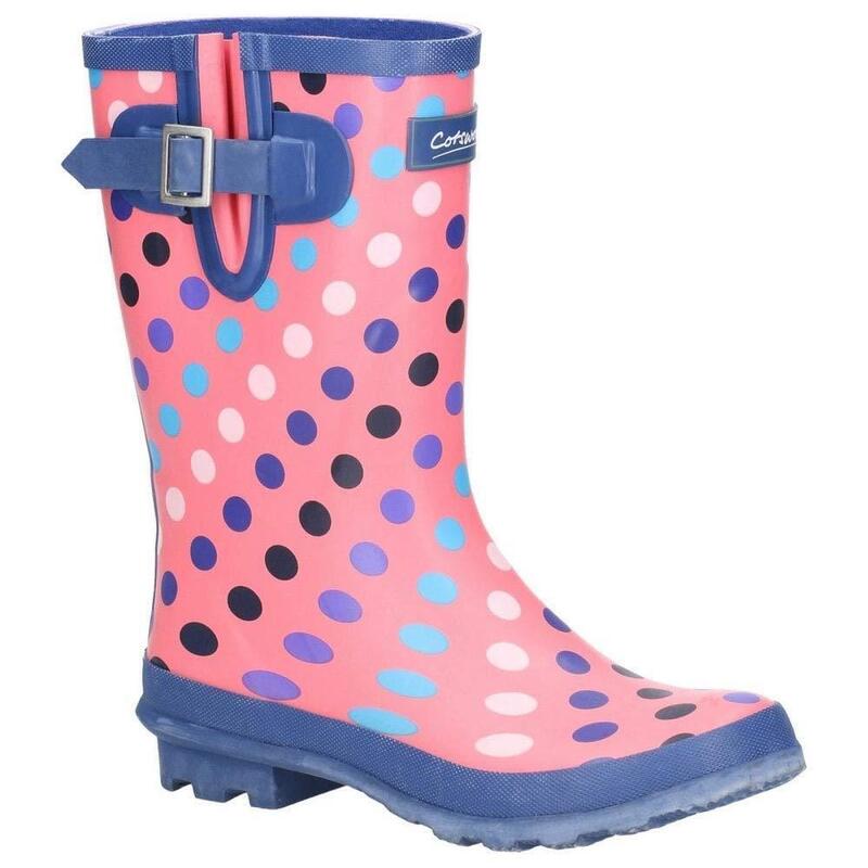 Womens/Ladies Paxford Elasticated Mid Calf Wellington Boot (Pink/Multi Spot)