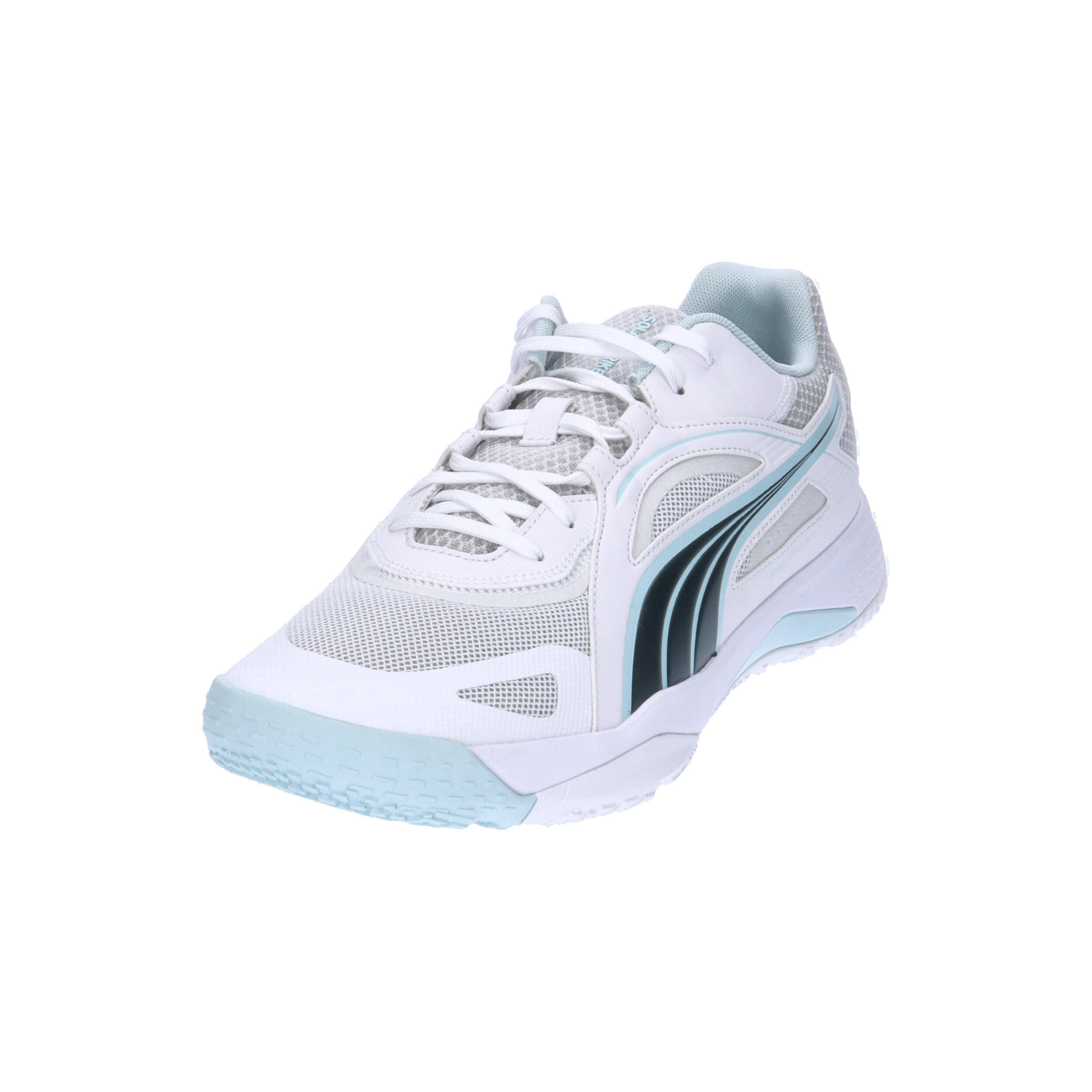 Chaussures de sport en salle Solarstrike II PUMA White Shadow Gray Nitro Blue 9/15