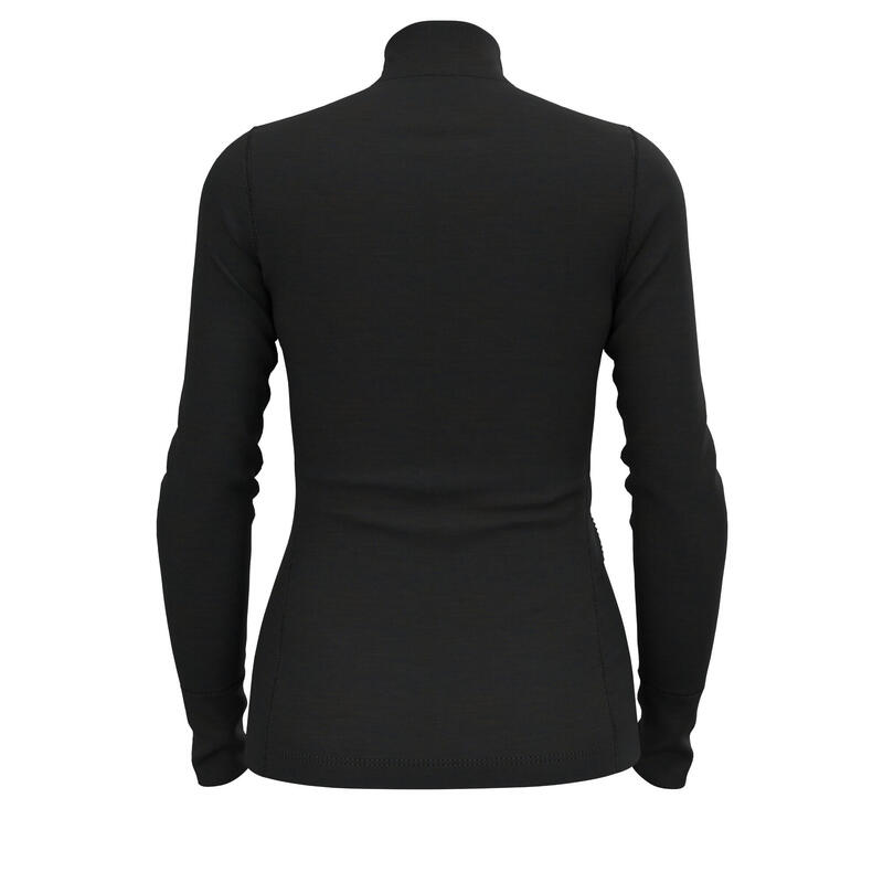 ODLO Baselayer Top Lange Mouwen Halve Rits Merino 2 Thermoshirt ZWART L