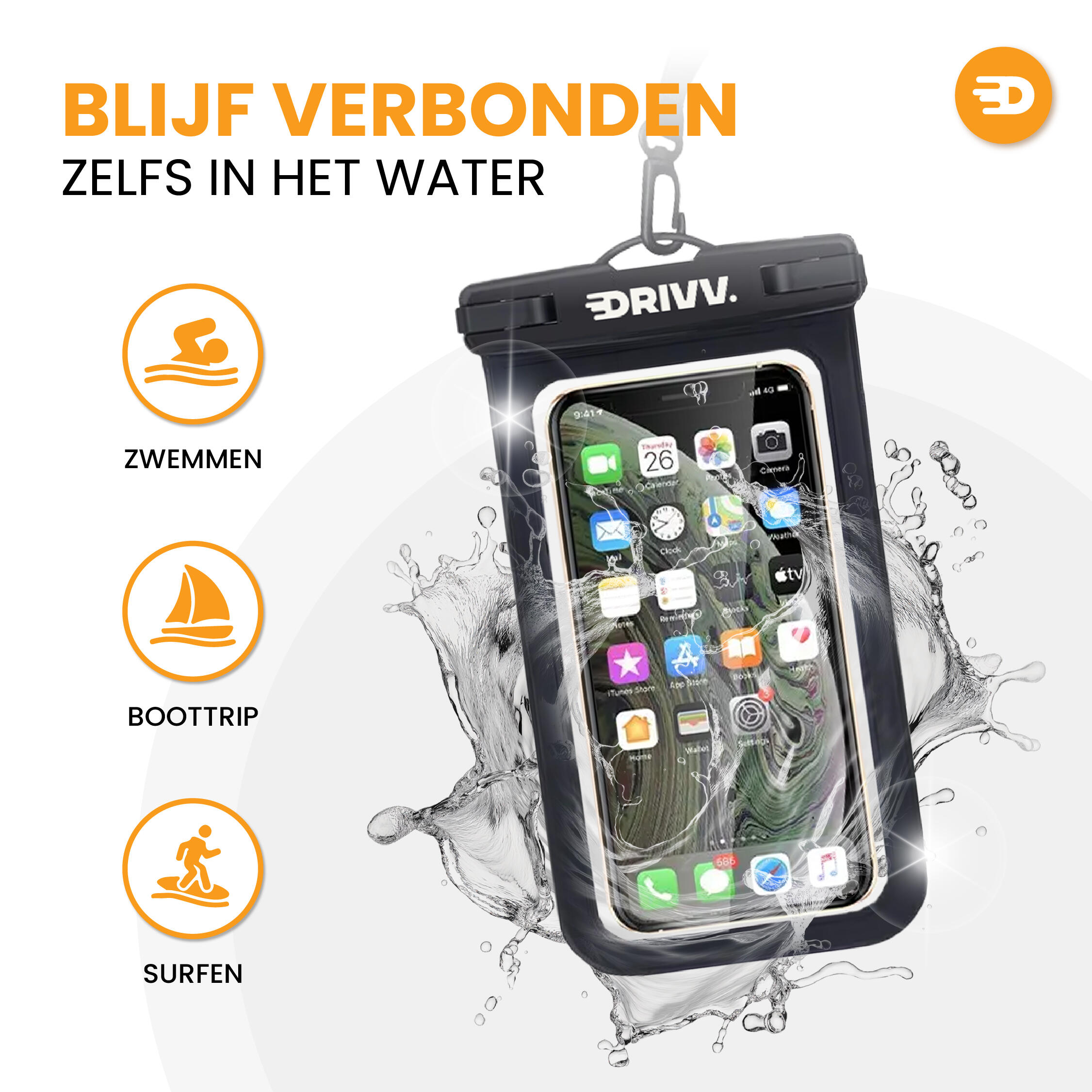 Waterdicht Telefoonhoesje - Set van 2 - Onderwater Hoesje - Zwart 2/7