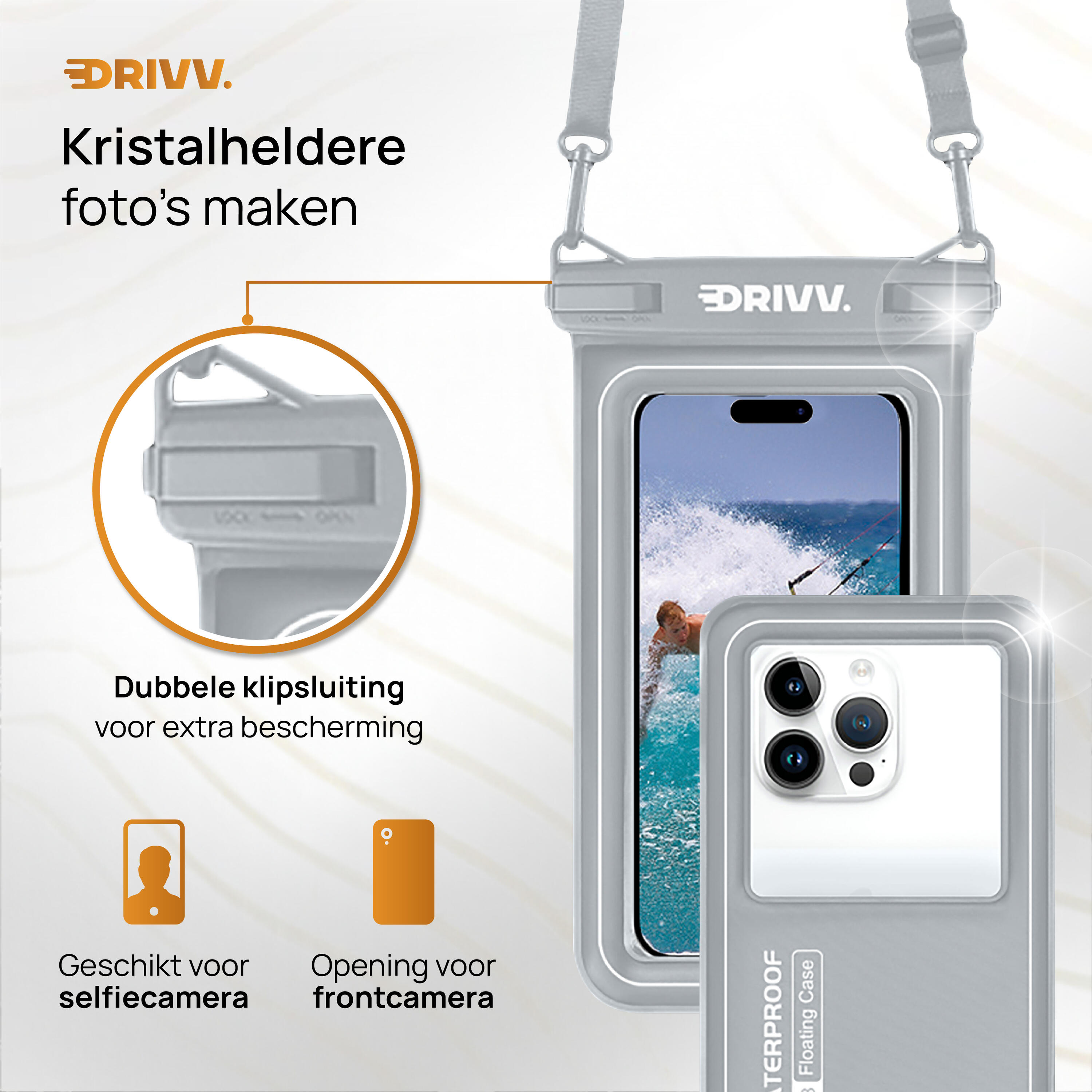 Waterdicht Telefoonhoesje - Drijvend 6.8 inch - Onderwater Hoesje - Grijs 3/5