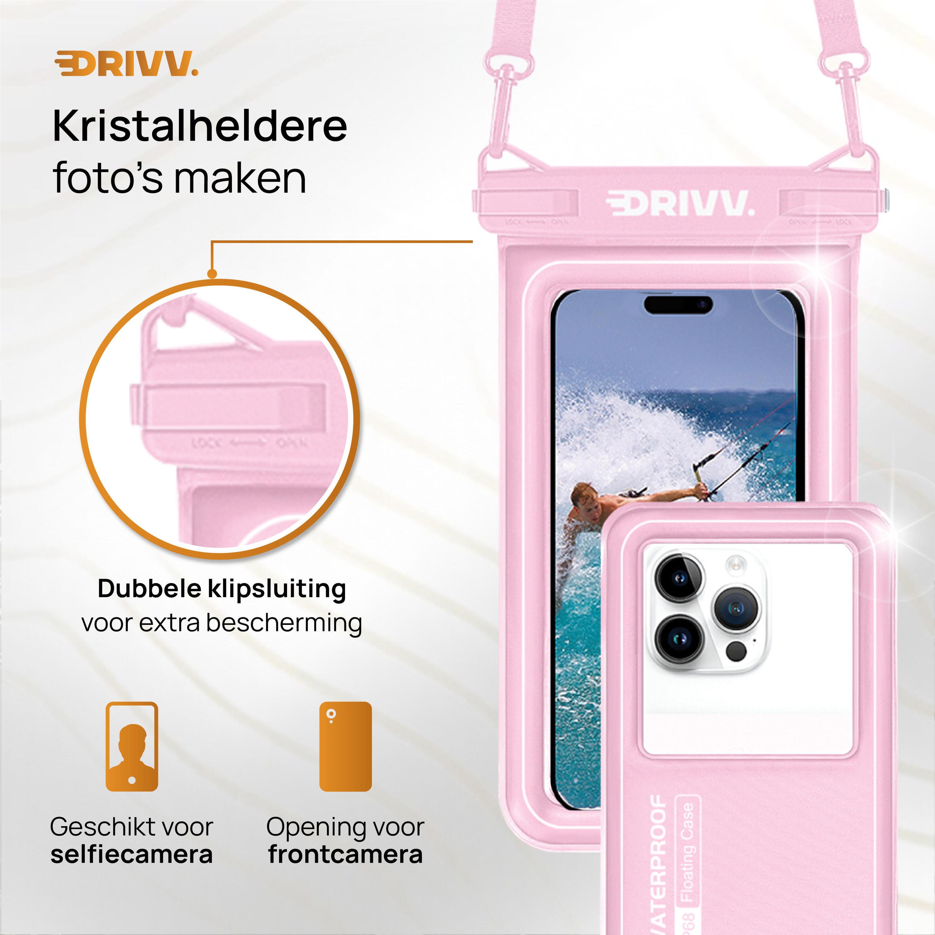 Waterdicht Telefoonhoesje - Drijvend 6.8 inch - Onderwater Hoesje - Roze 3/7