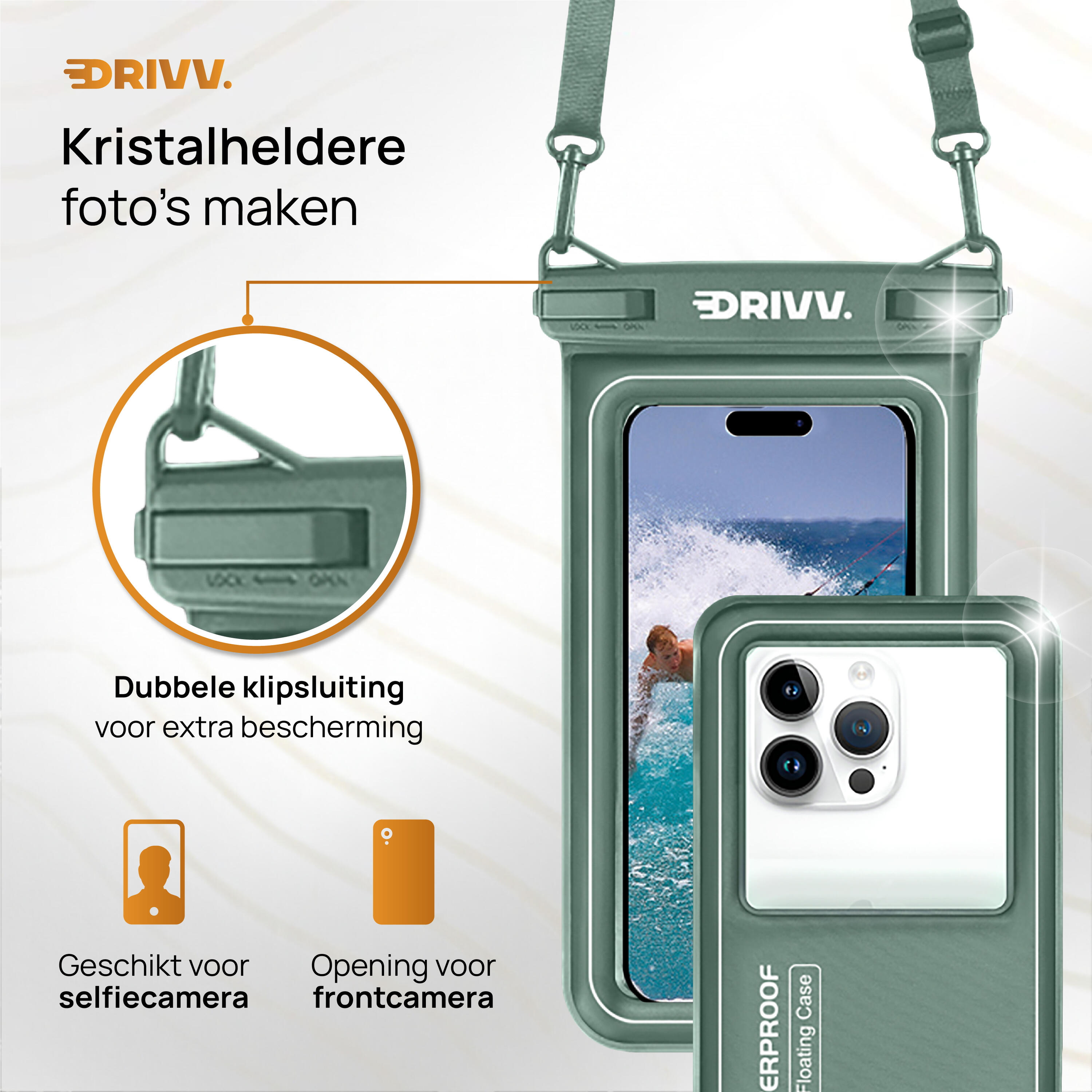 Waterdicht Telefoonhoesje - Drijvend 6.8 inch - Onderwater Hoesje - Groen 3/7