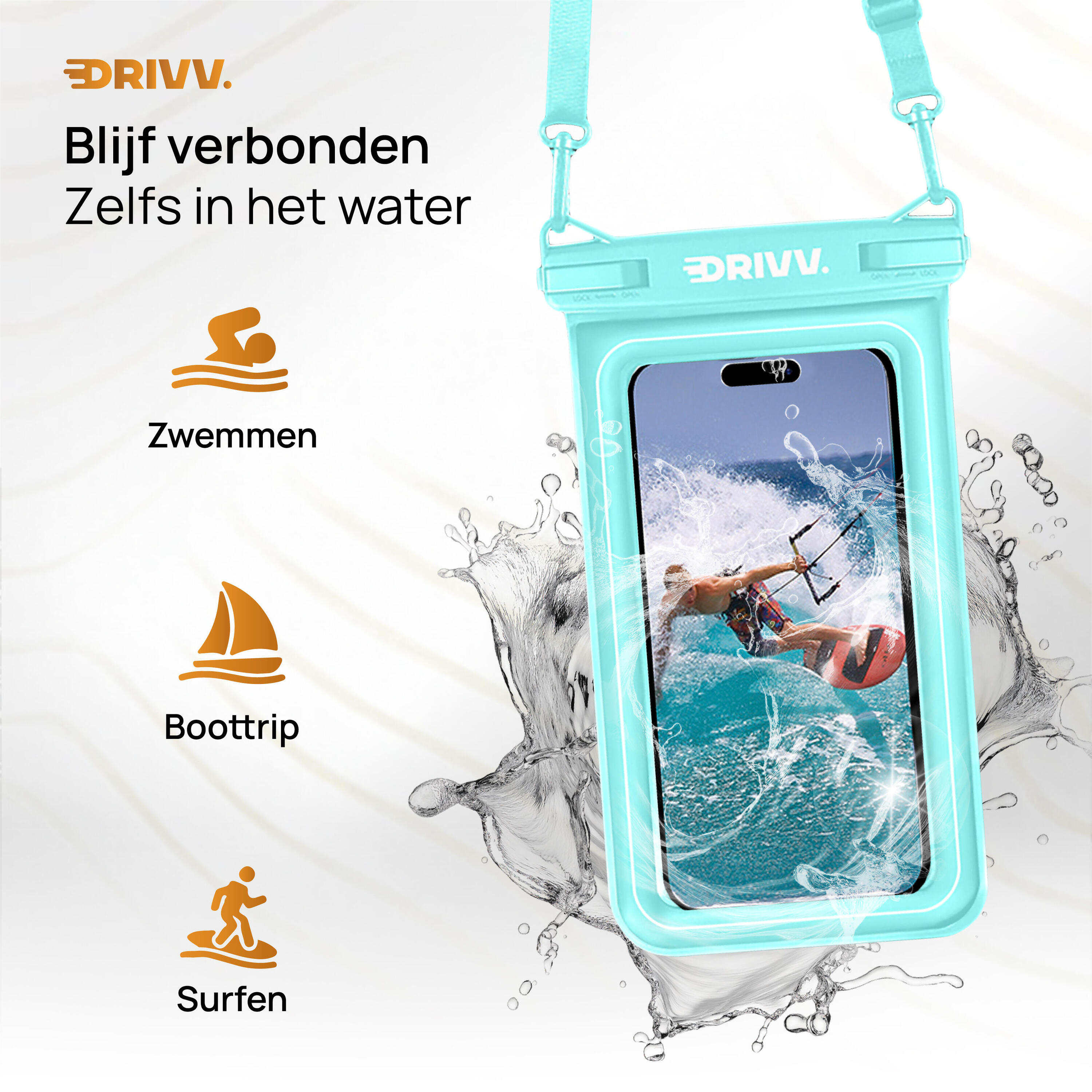 Waterdicht Telefoonhoesje - Drijvend 6.8 inch - Onderwater Hoesje - Cyaan 2/7