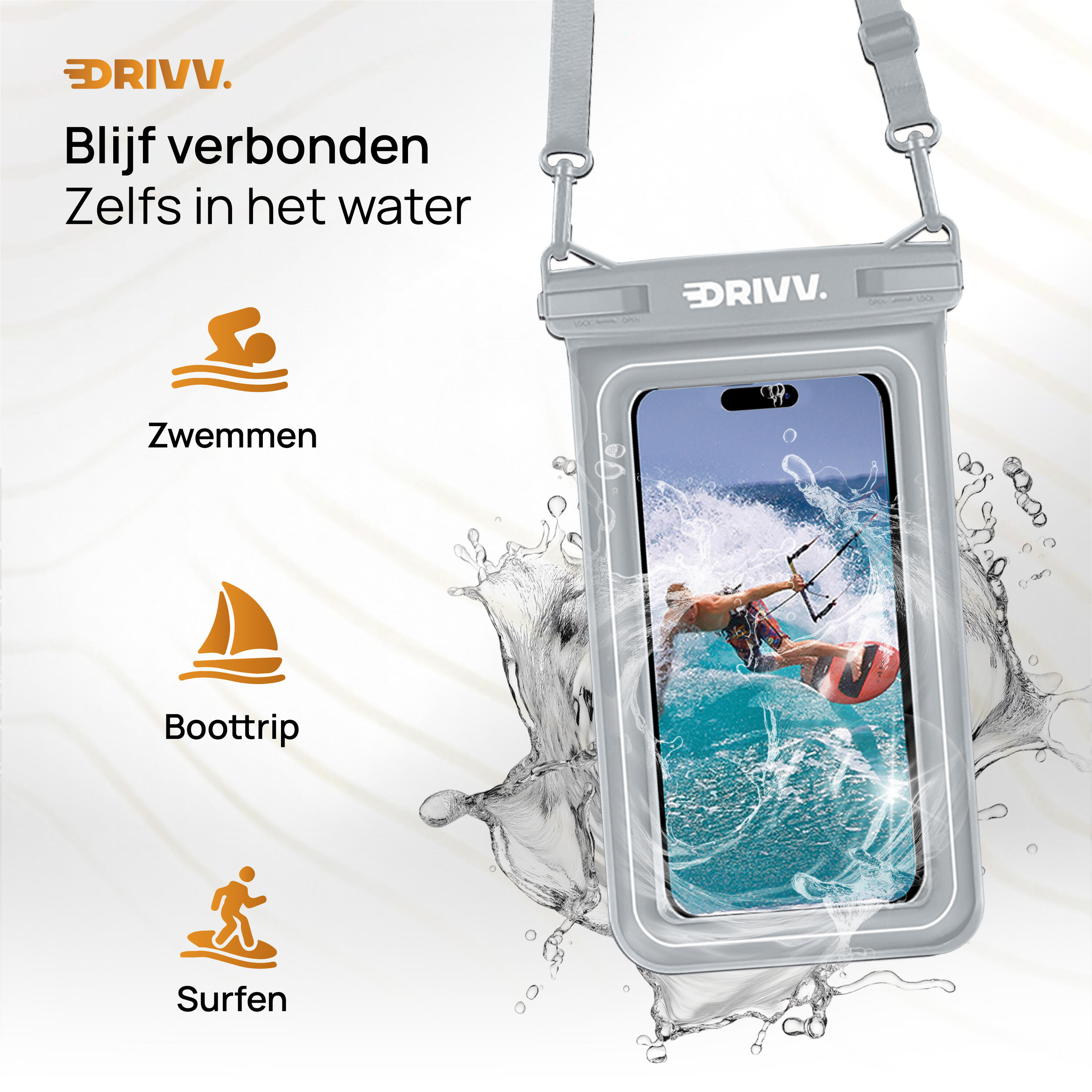 Waterdicht Telefoonhoesje - Drijvend 6.8 inch - Onderwater Hoesje - Grijs 2/5